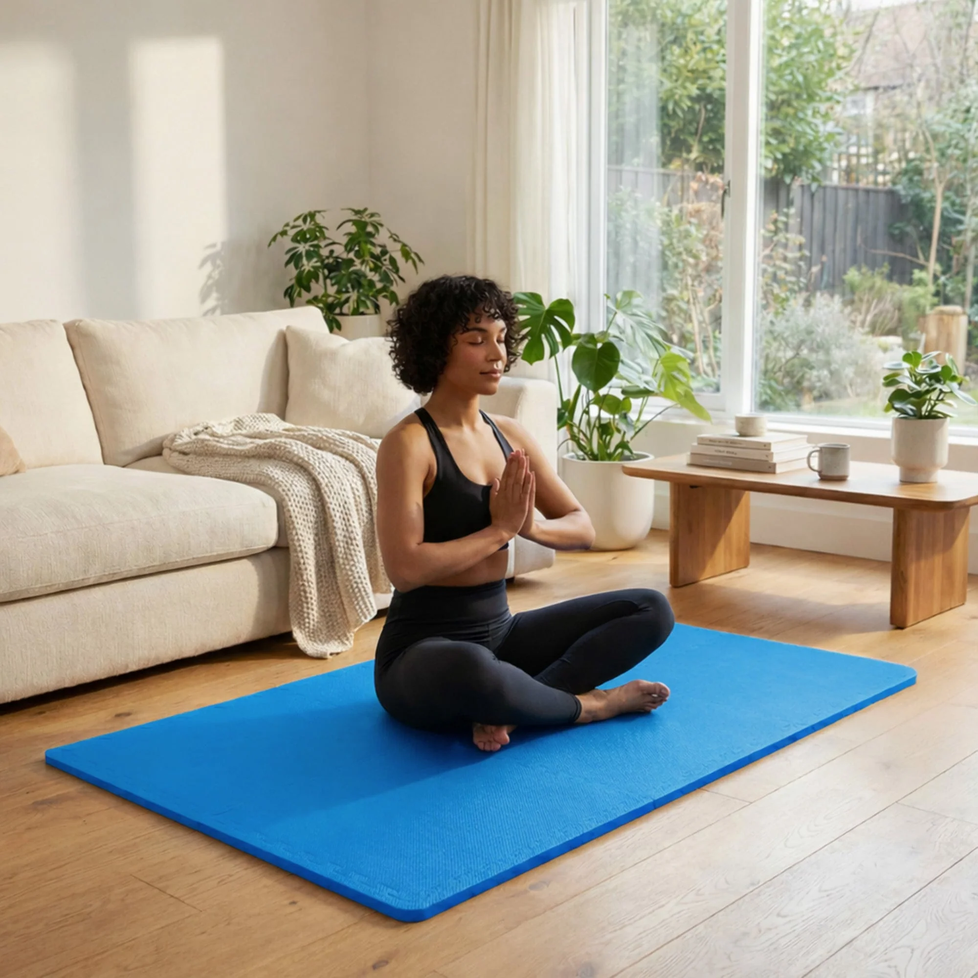 BalanceFrom Fitness 72 Sq Ft Interlocking EVA Foam Exercise Mat Tiles, Blue - Image 6