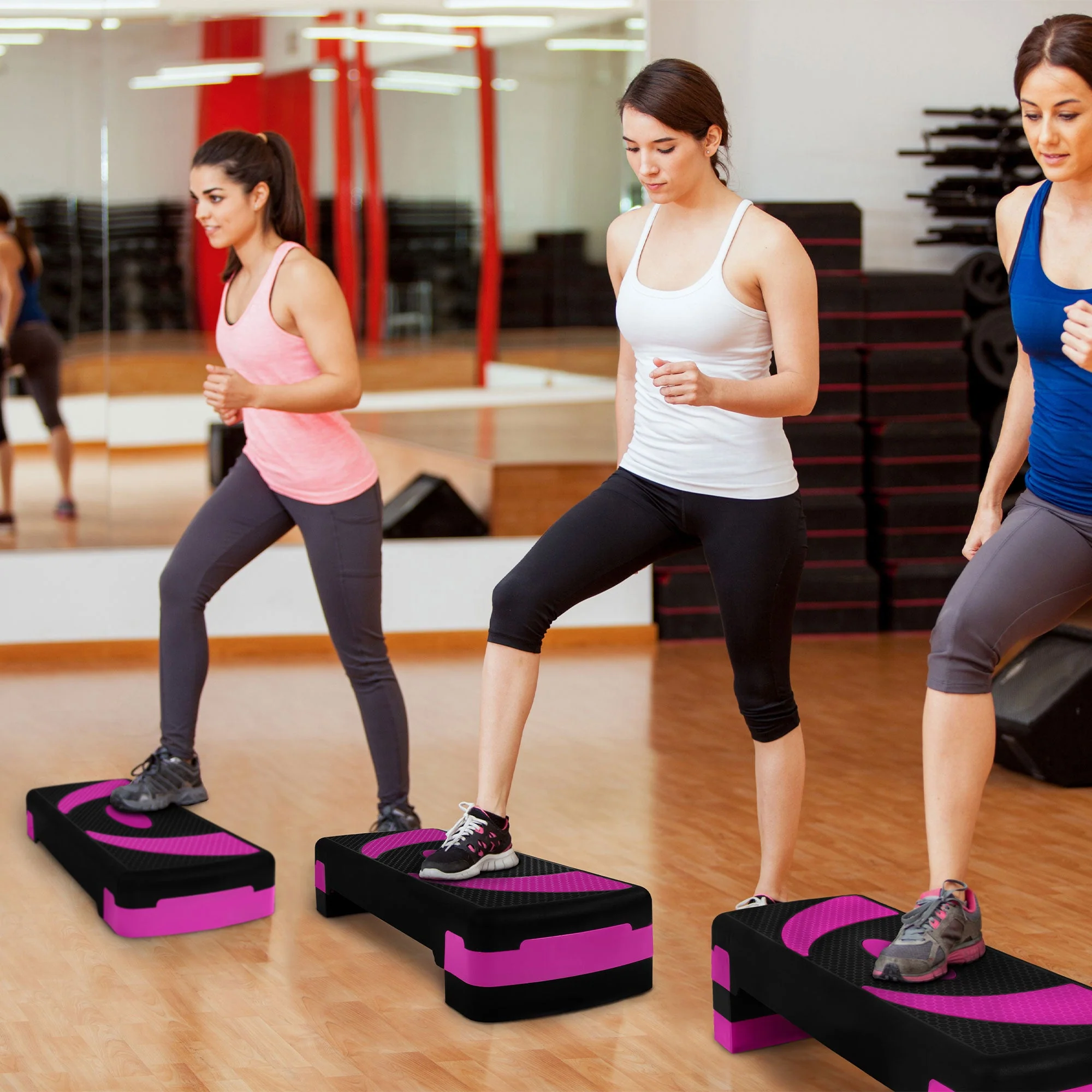 BalanceFrom Fitness Adjustable Workout Aerobic Step Platform Trainer w/ Raisers - Image 6