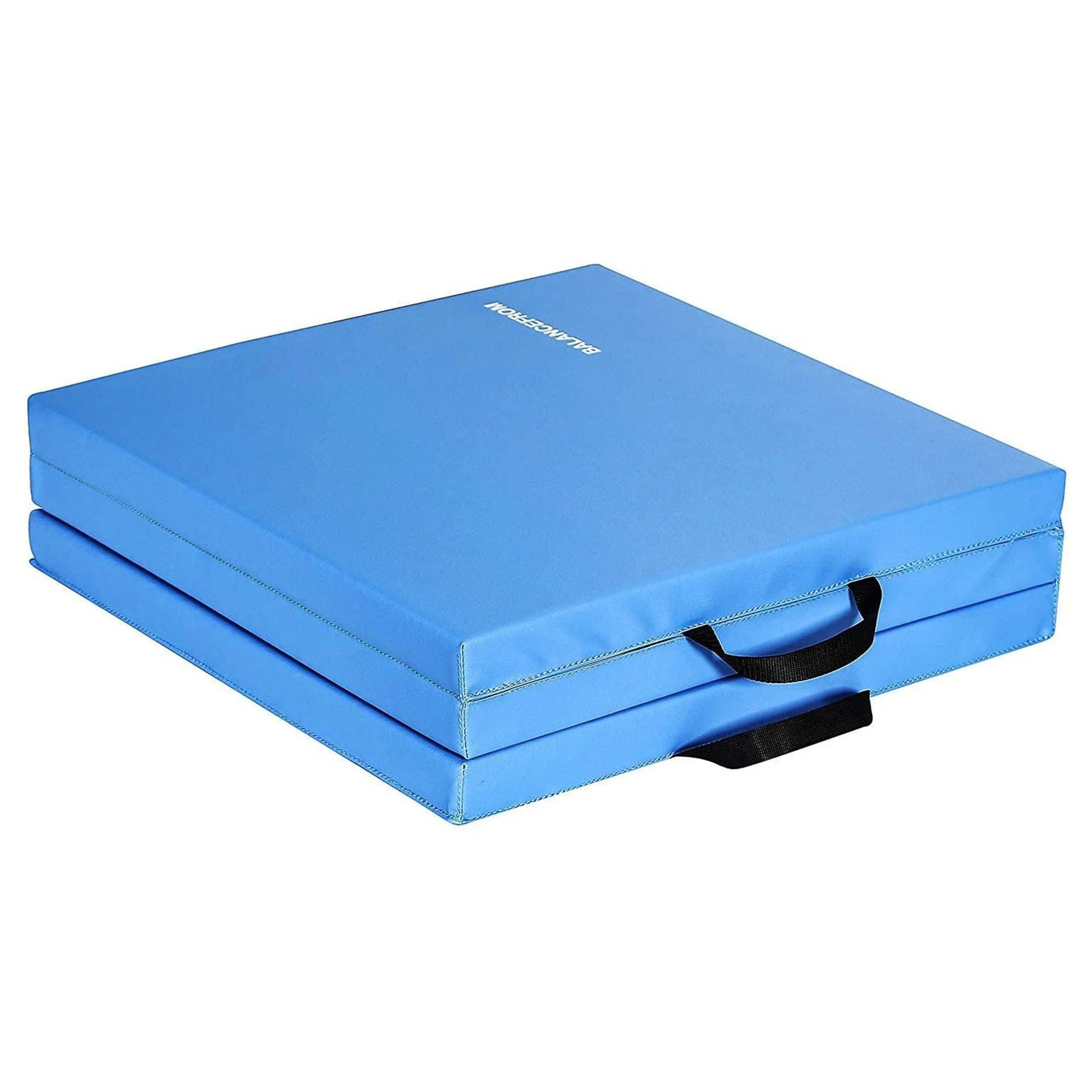BalanceFrom Fitness GoGym 6x2ft Folding 3 Panel Exercise Mat with Handles, Blue - Image 9