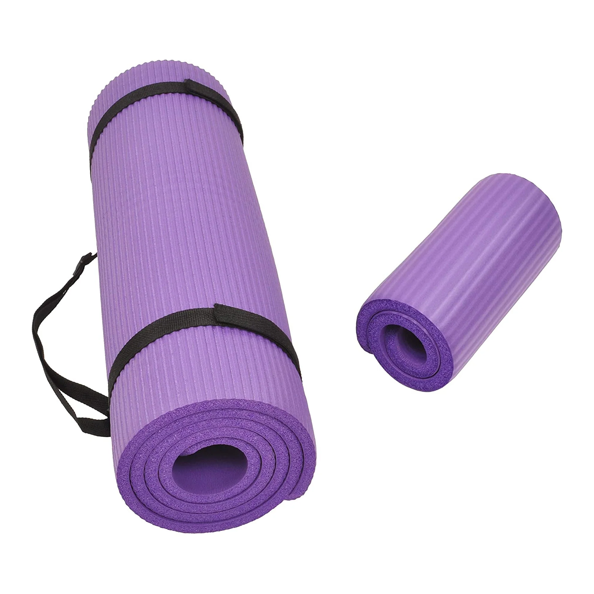 BalanceFrom Fitness GoYoga+ 71x24in Exercise Yoga Mat w/Knee Pad & Strap, Purple - Image 2