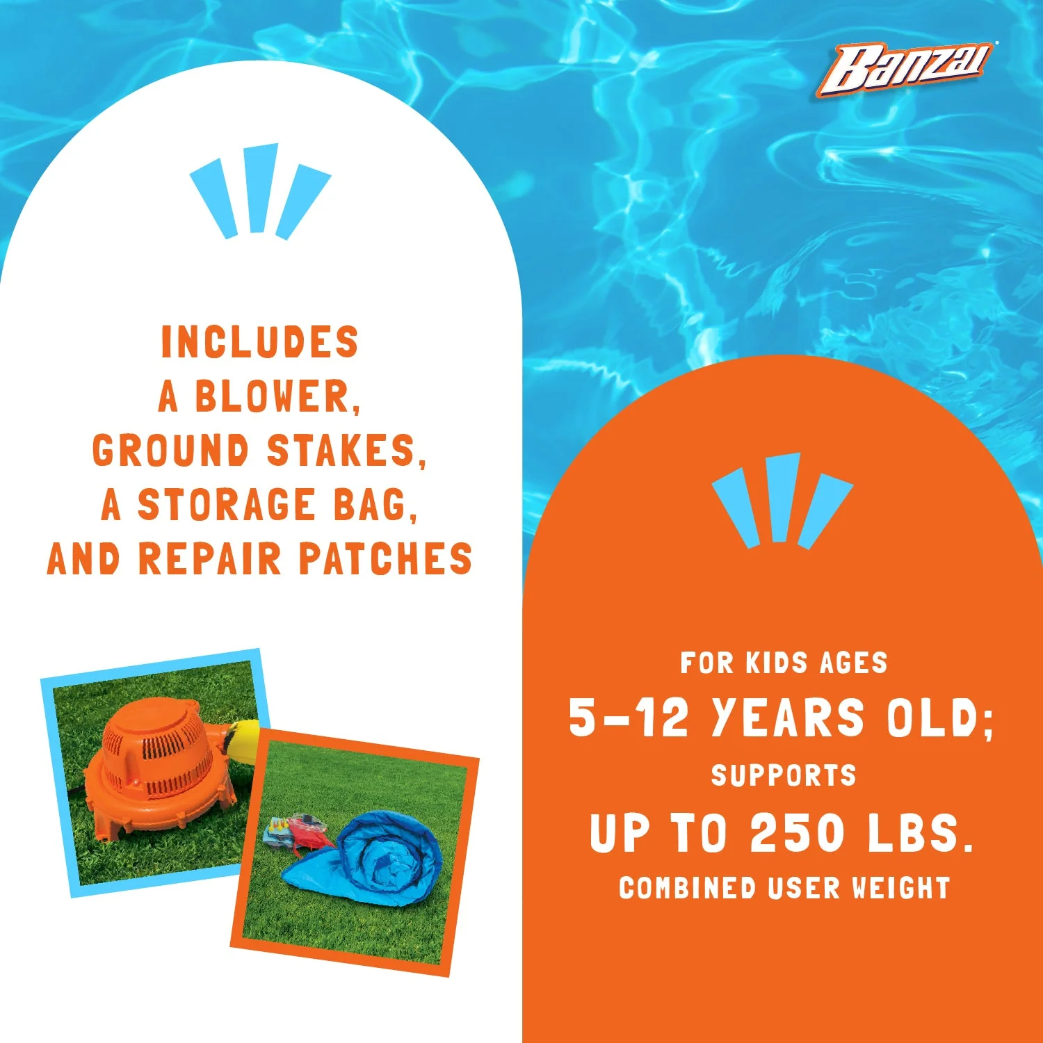 Banzai Bounce N Splash Outdoor Water Park Aquatic Activity Play Center w/ Slide - Image 3