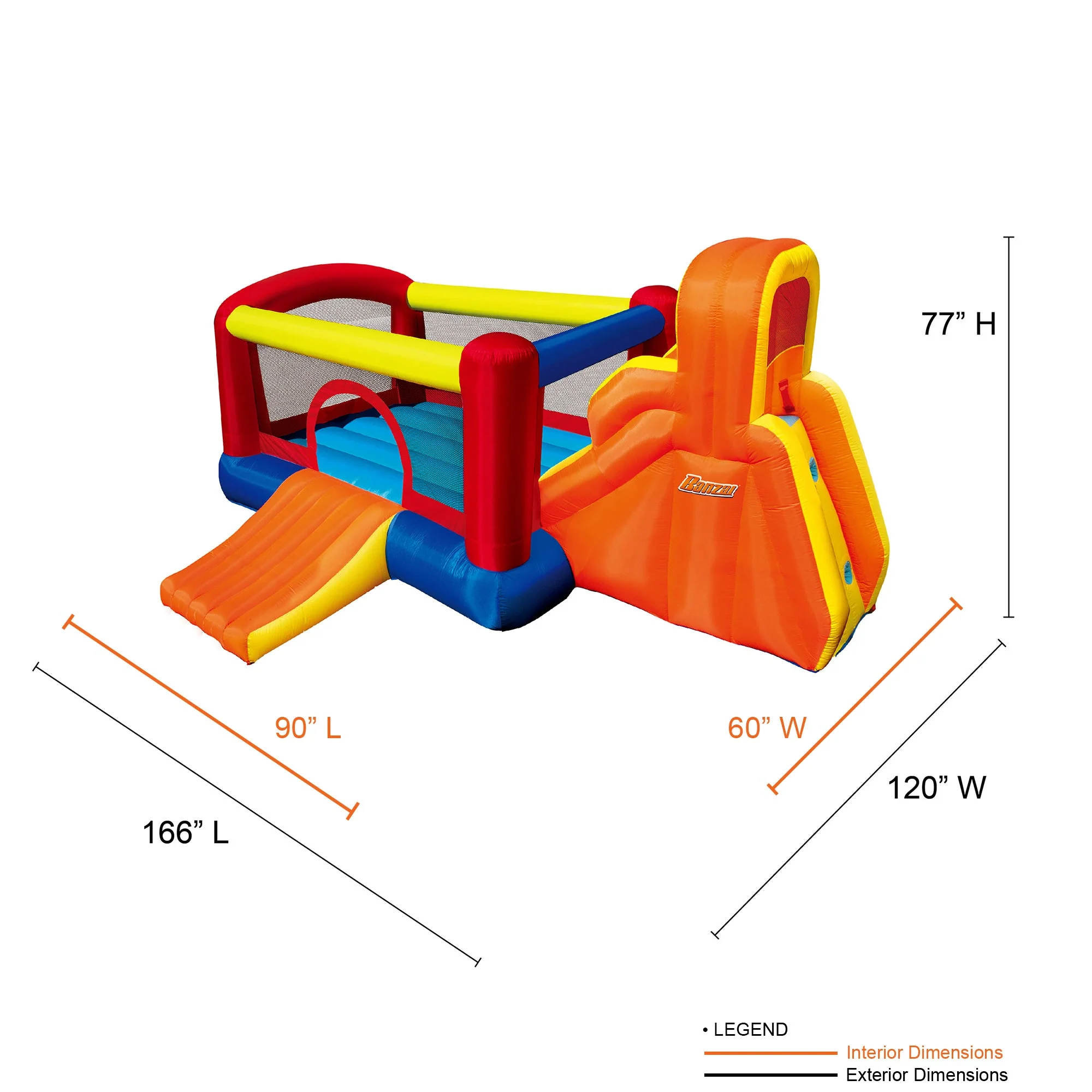 Banzai Double Slide Bouncer Outdoor Inflatable Bounce House & Climbing Wall - Image 4
