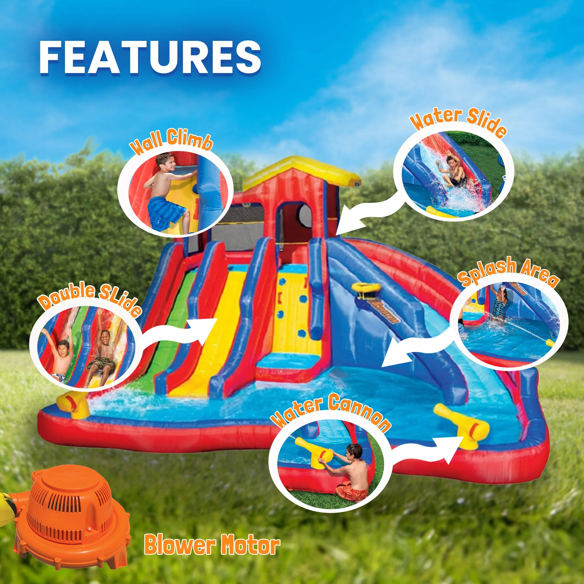 Banzai Hydro Blast Kids Inflatable Backyard Waterpark Activity Pool Play Center - Image 2