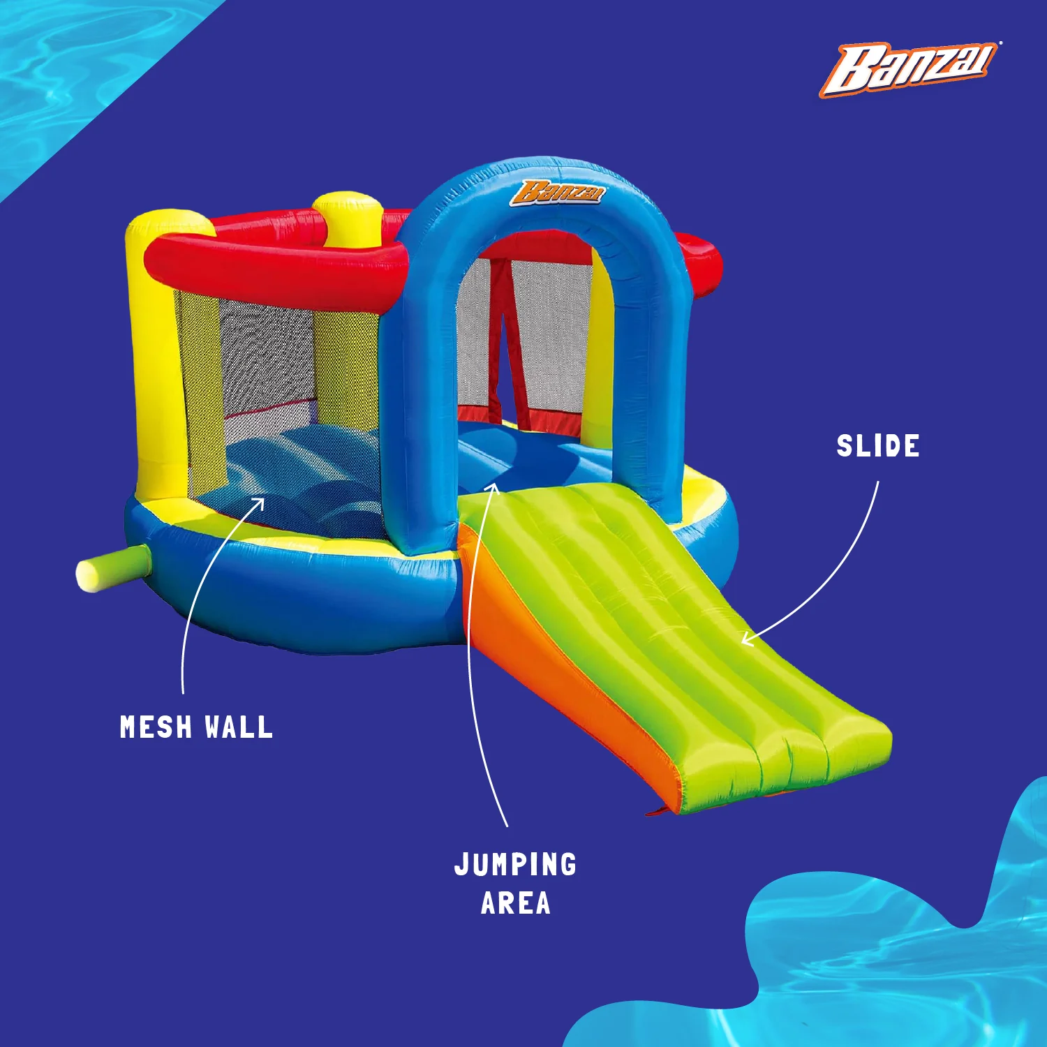 Banzai Jump 'N Slide Bouncer Inflatable Outdoor Backyard Bouncy House Castle - Image 3