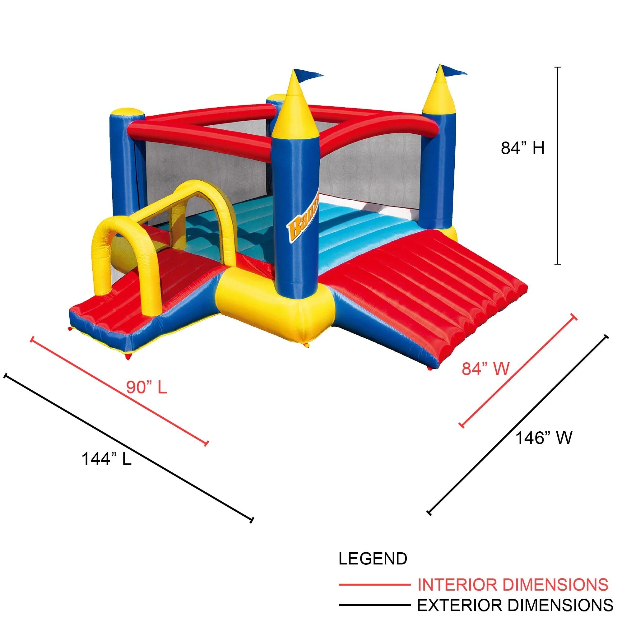 Banzai Slide N Fun Inflatable Slide and Bounce House with Soccer Net and Ball - Image 6