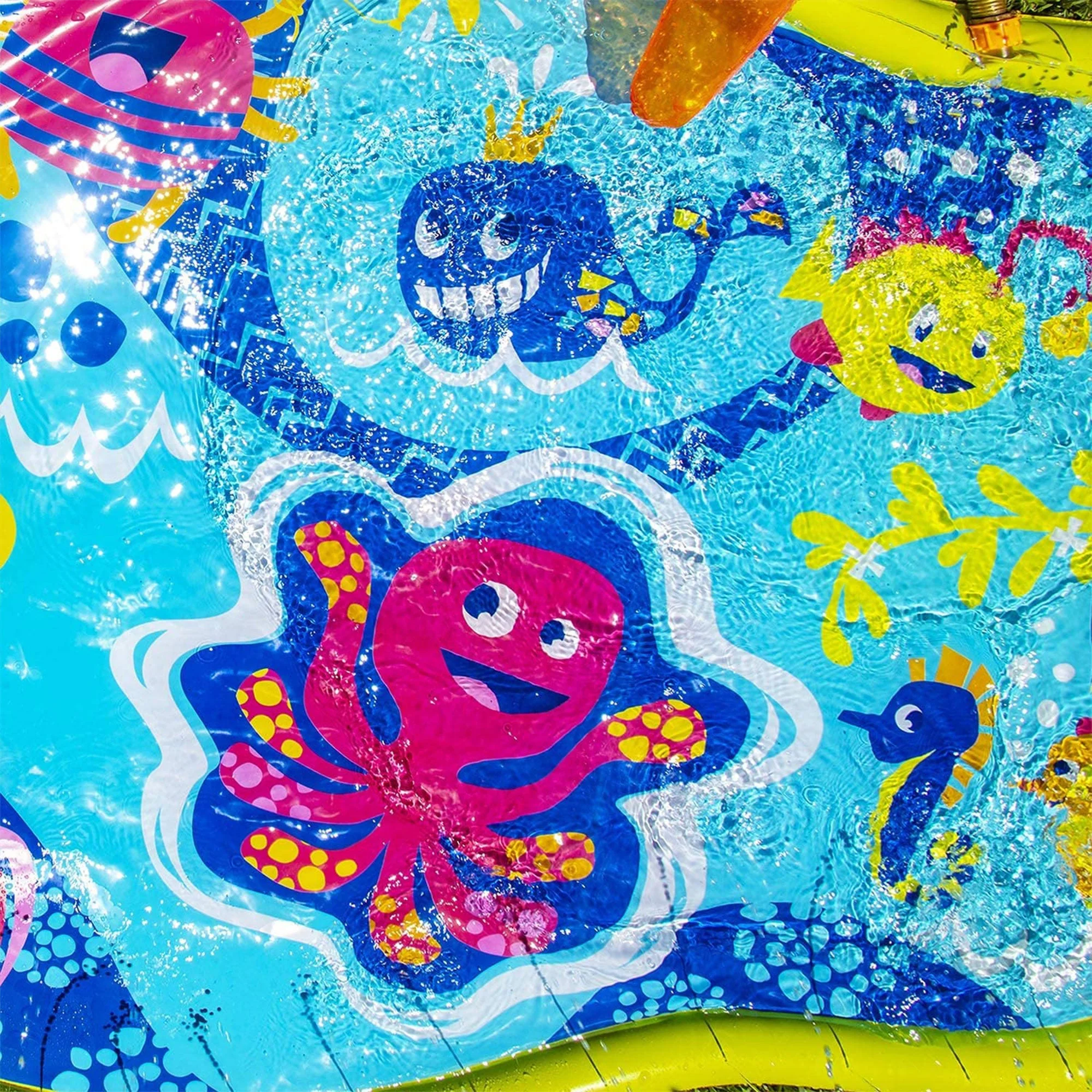 Banzai Splish 'N Splash Kids Inflatable Outdoor Water Park Play Mat with Slide - Image 3