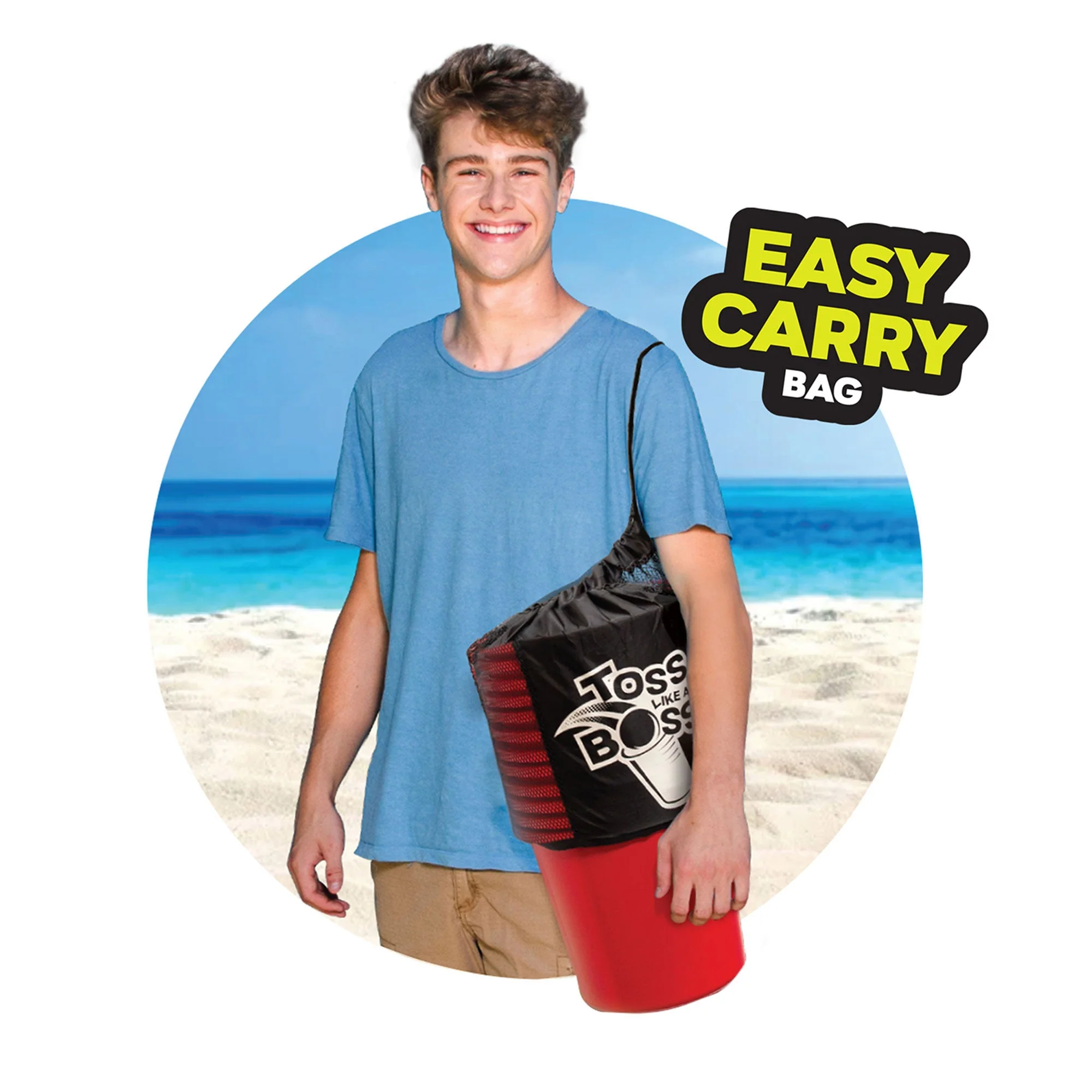 Banzai Toss Like A Boss Outdoor Giant Pong Lawn Game with Drawstring Carry Bag - Image 9