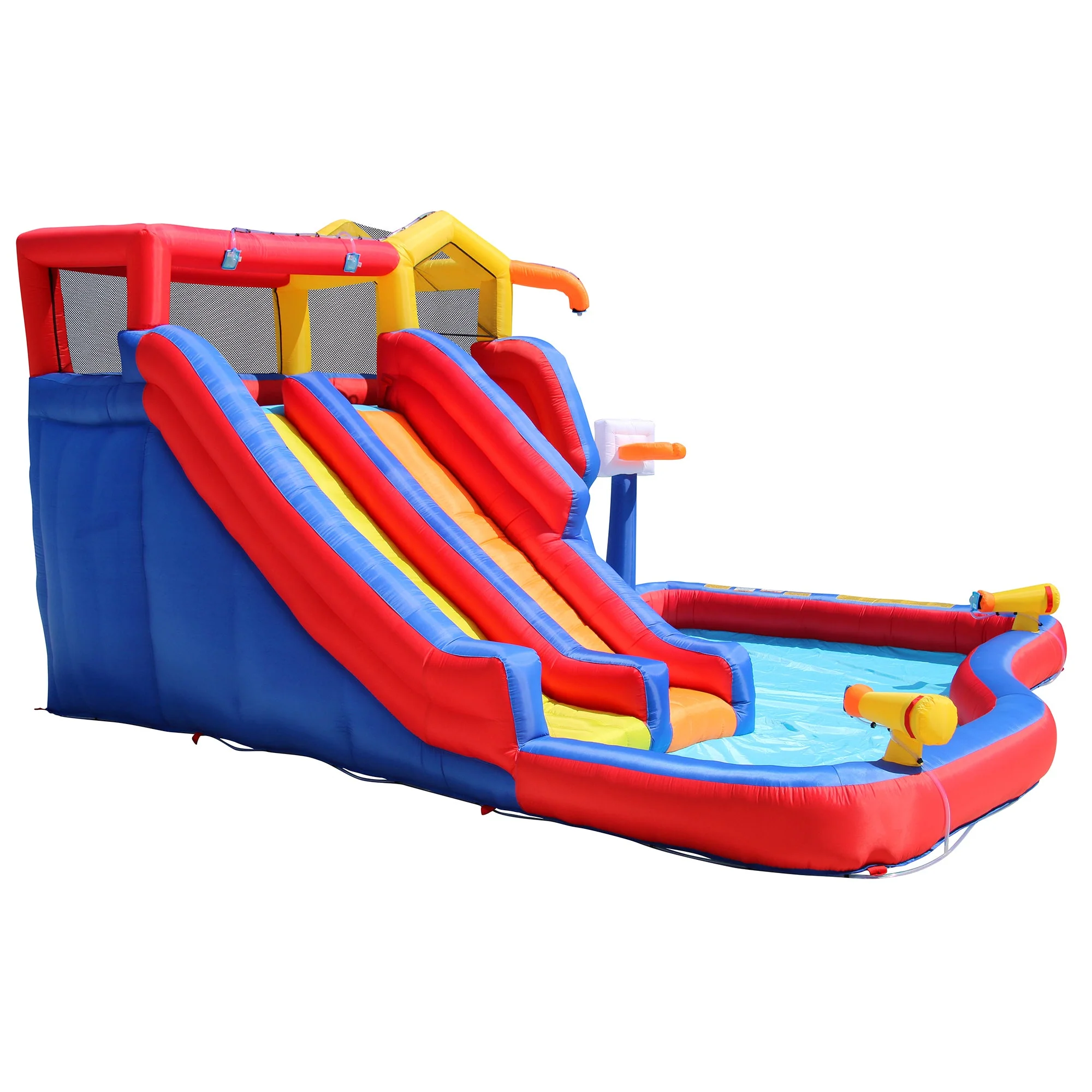 Banzai Twin Falls Kids Giant Outdoor Inflatable Dual Water Slide Splash Park Toy - Image 8