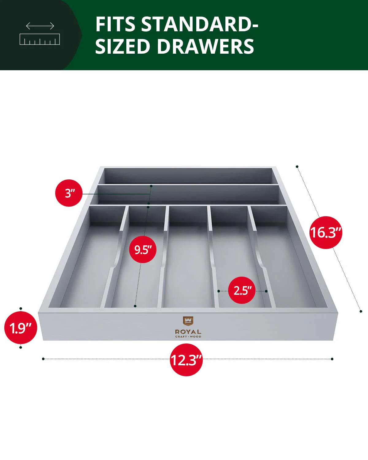Basic Silverware Drawer Organizer, Gray - Image 8