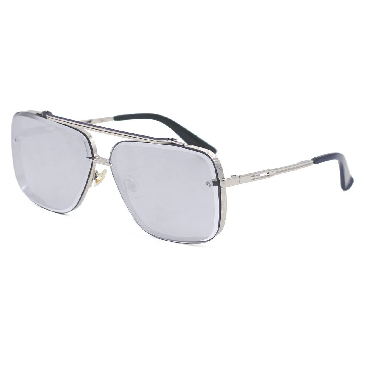 Bella -Tangle Free- Chrome Silver Oversized Squared Aviators - Image 3