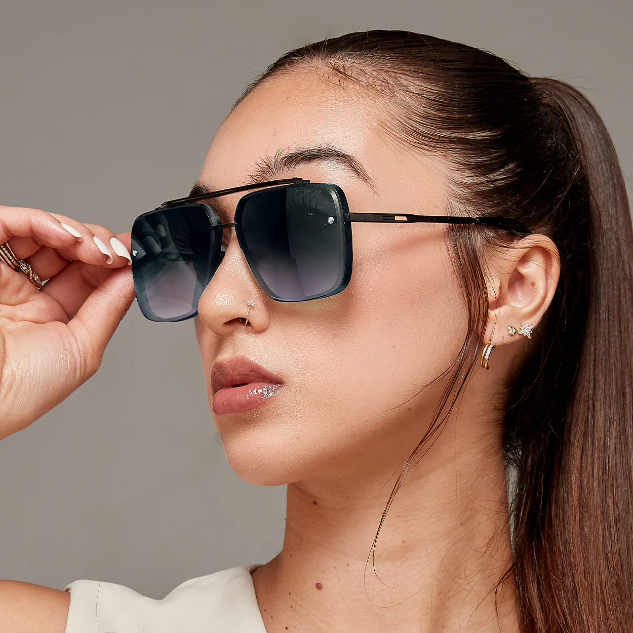 Bella Midnight - Tangle Free Aviator Sunglasses - Image 4