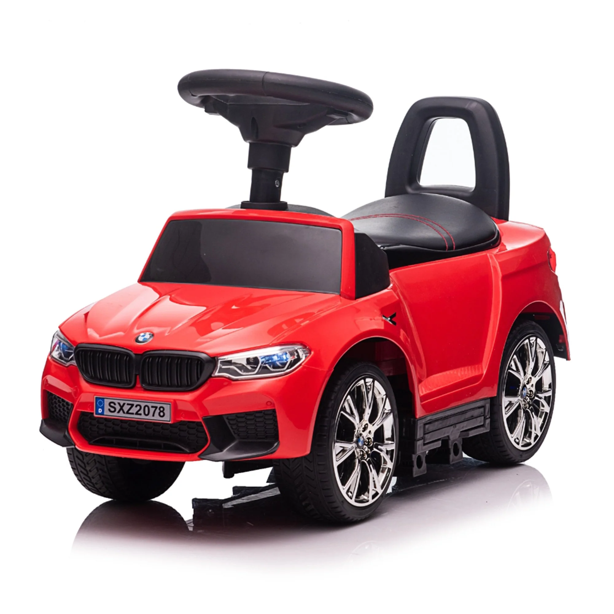 Best Ride On Cars BMW M5 4 in 1 Ride On Push Car w/Control Bar & LED Lights, Red - Image 6