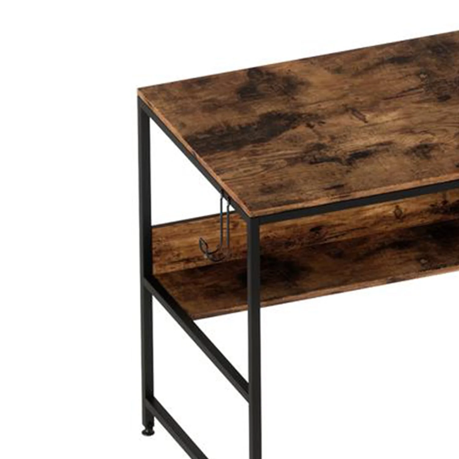 Bestier Computer Office Desk Workstation w/ Storage Shelves & Hook, Rustic Brown - Image 2