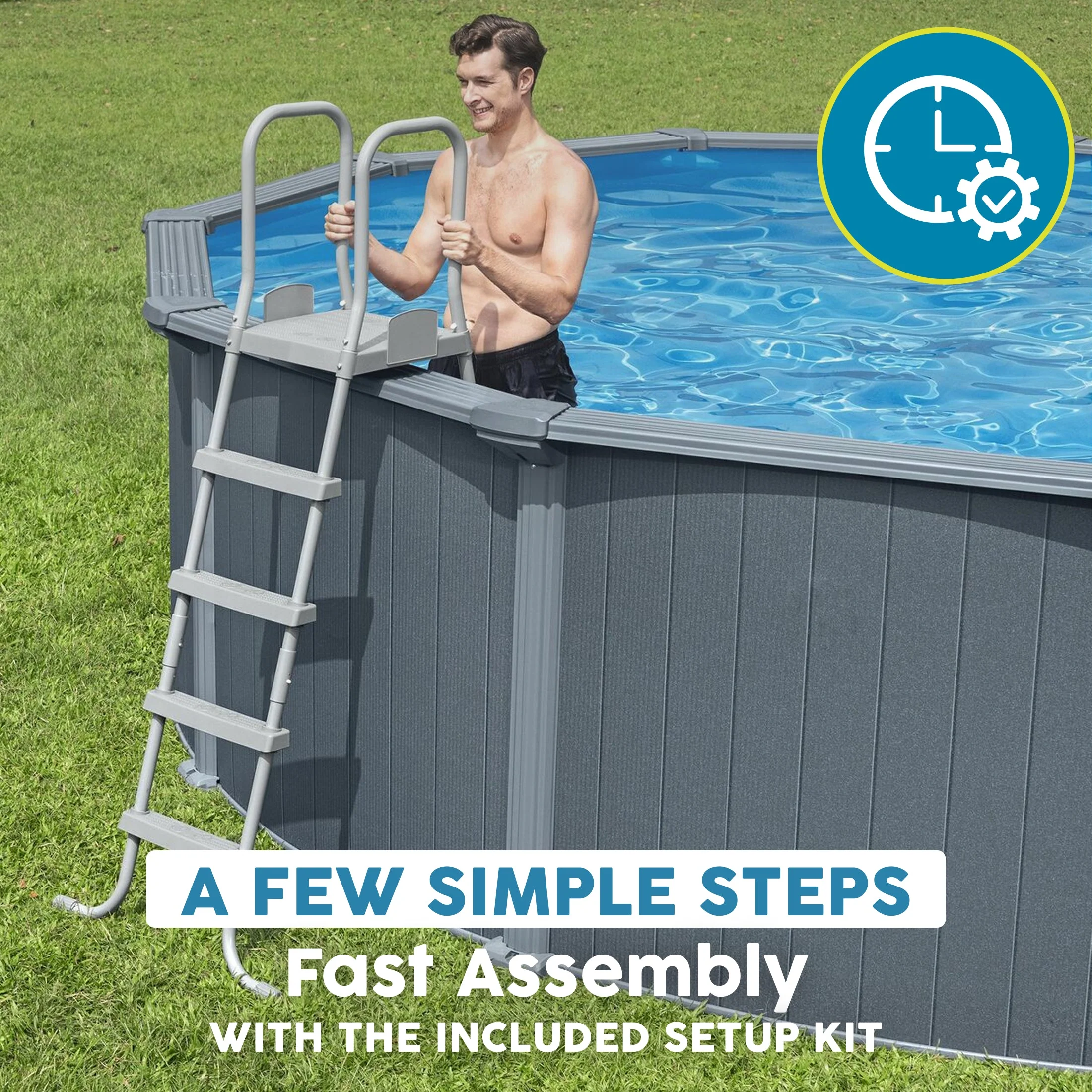 Bestway Flowclear 52 Inch Heavy Duty Metal A Frame Above Ground Pool Ladder - Image 7