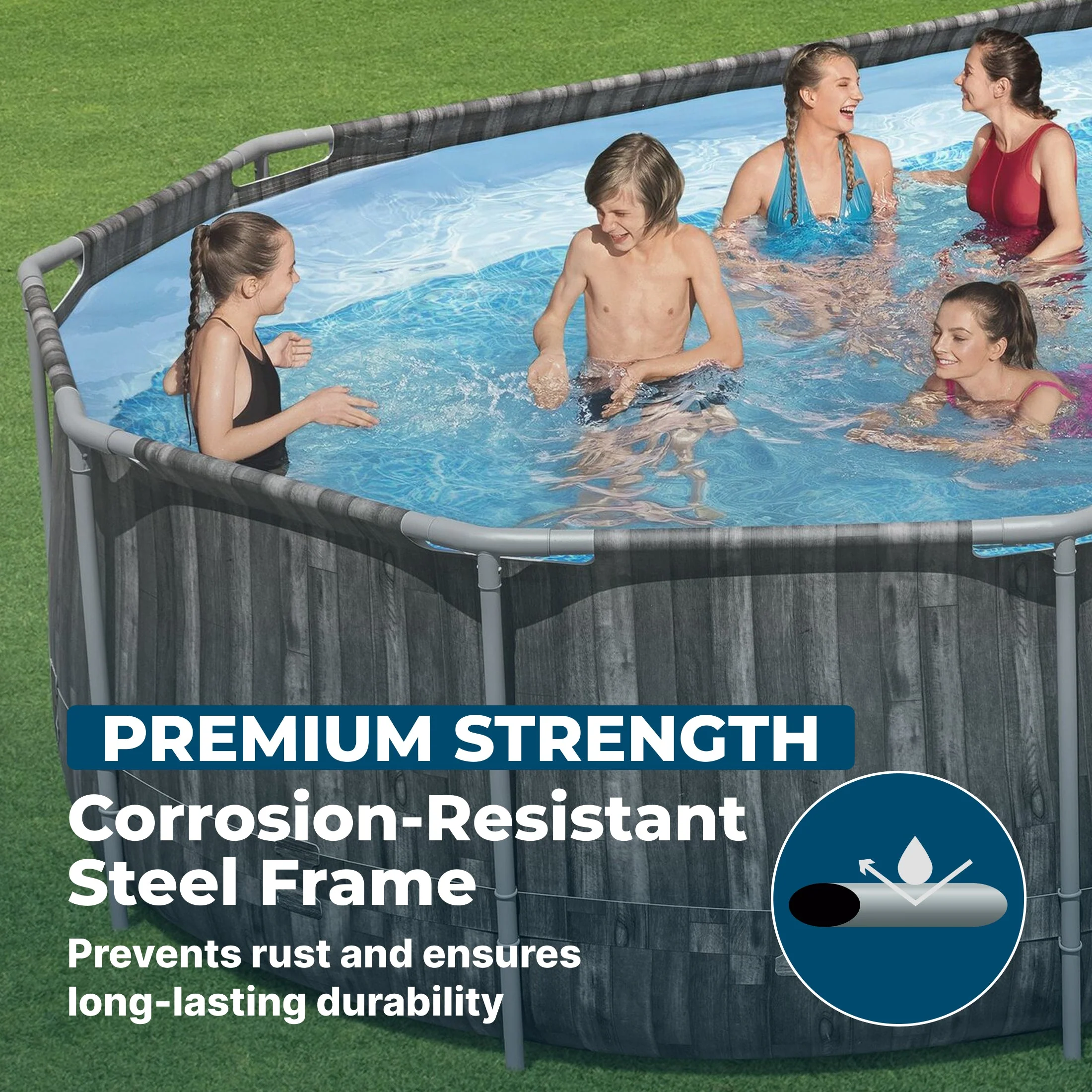Bestway Power Steel 20' x 12' x 48" Oval Above Ground Outdoor Swimming Pool Set - Image 6