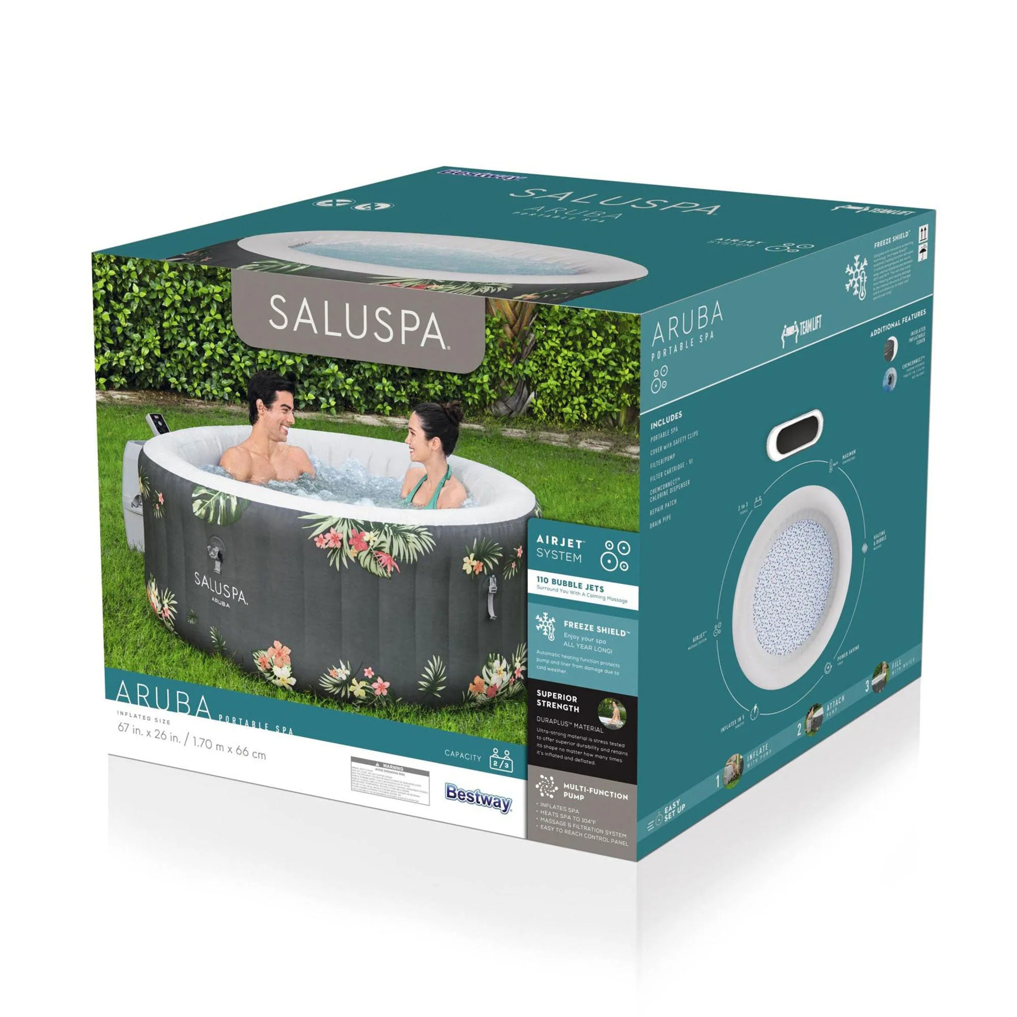 Bestway SaluSpa Aruba AirJet Inflatable Hot Tub with 2 SaluSpa Non-Slip Spa Seat - Image 12