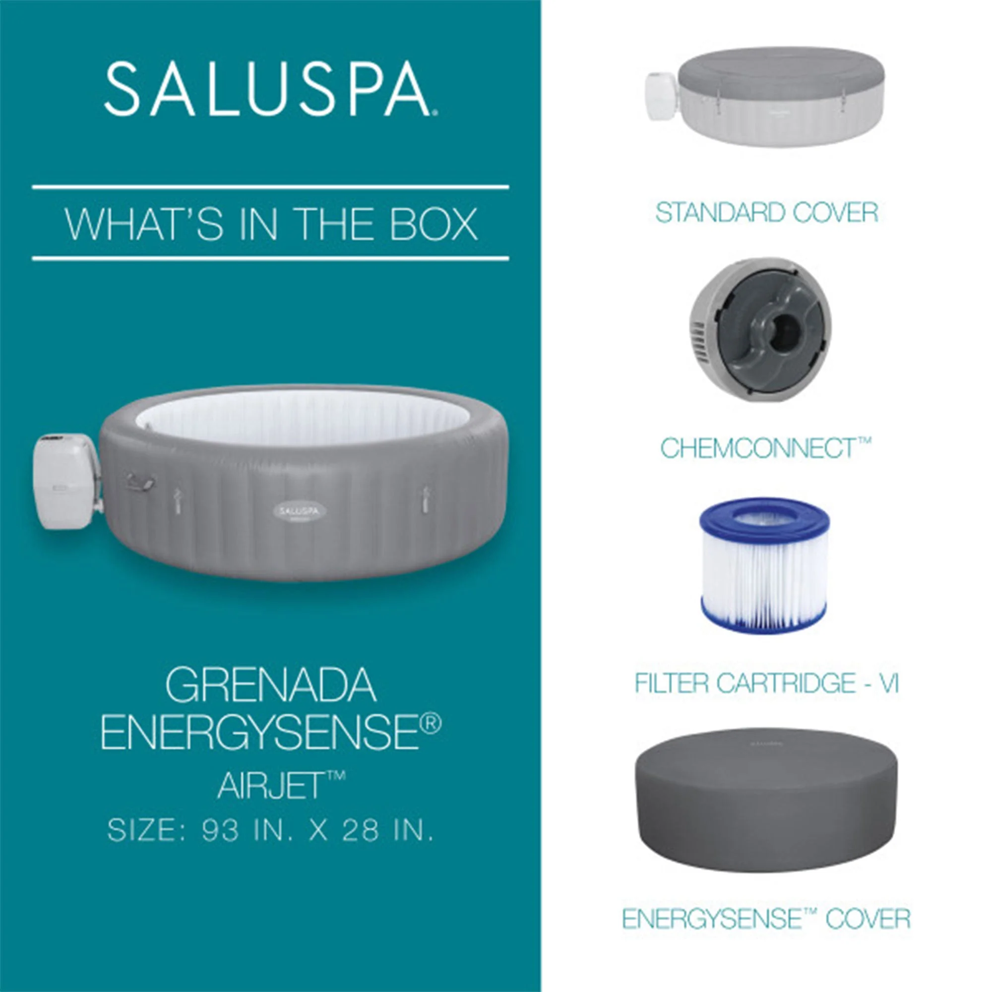Bestway SaluSpa Grenada AirJet Hot Tub with Set of 2 Non Slip Pool and Spa Seat - Image 6