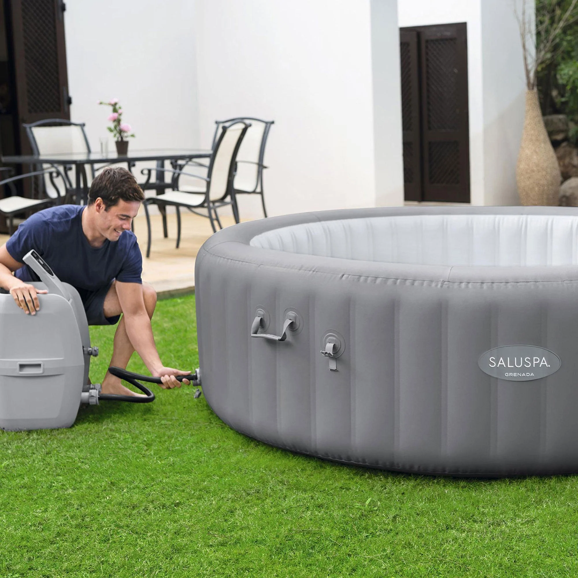 Bestway SaluSpa Grenada AirJet Hot Tub with Set of 4 Non Slip Pool and Spa Seat - Image 8