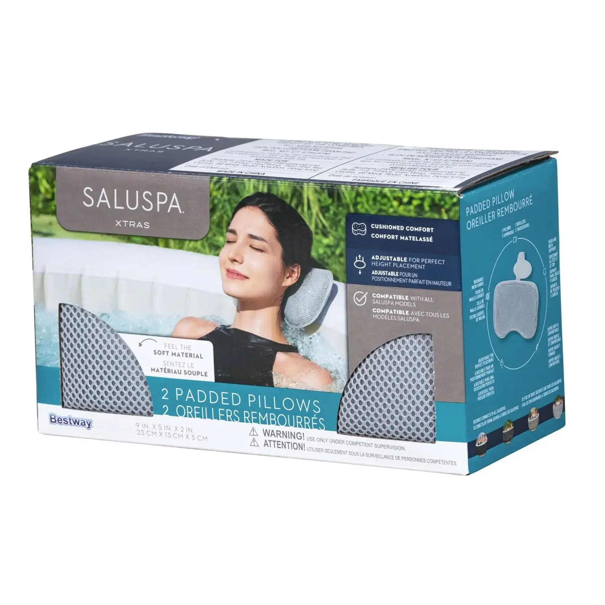 Bestway SaluSpa Padded Headrest Pillows with Adjustable Strap, Gray, (8 Pack) - Image 9