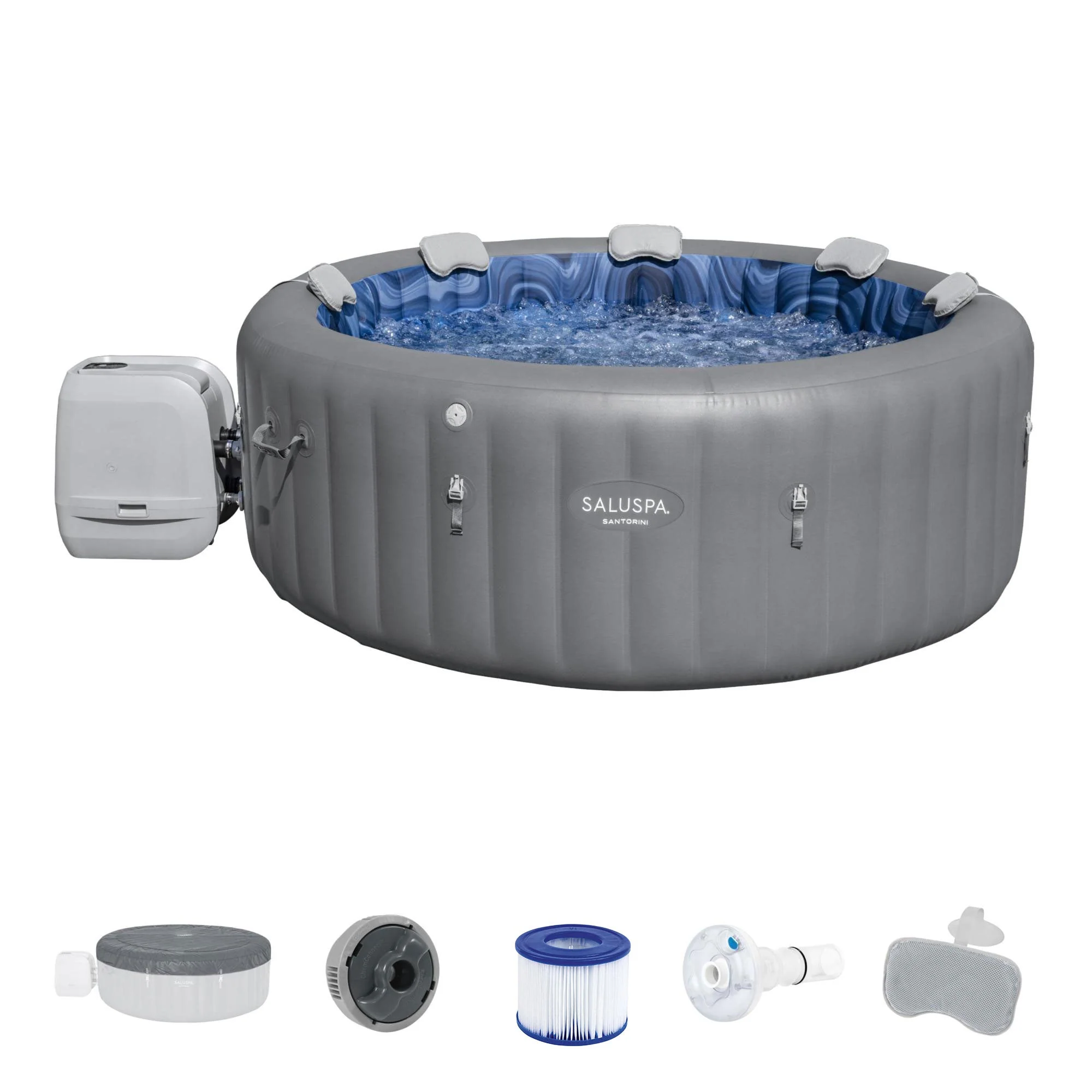 Bestway SaluSpa Santorini HydroJet Hot Tub w/Set of 4 SaluSpa Pool and Spa Seat - Image 2