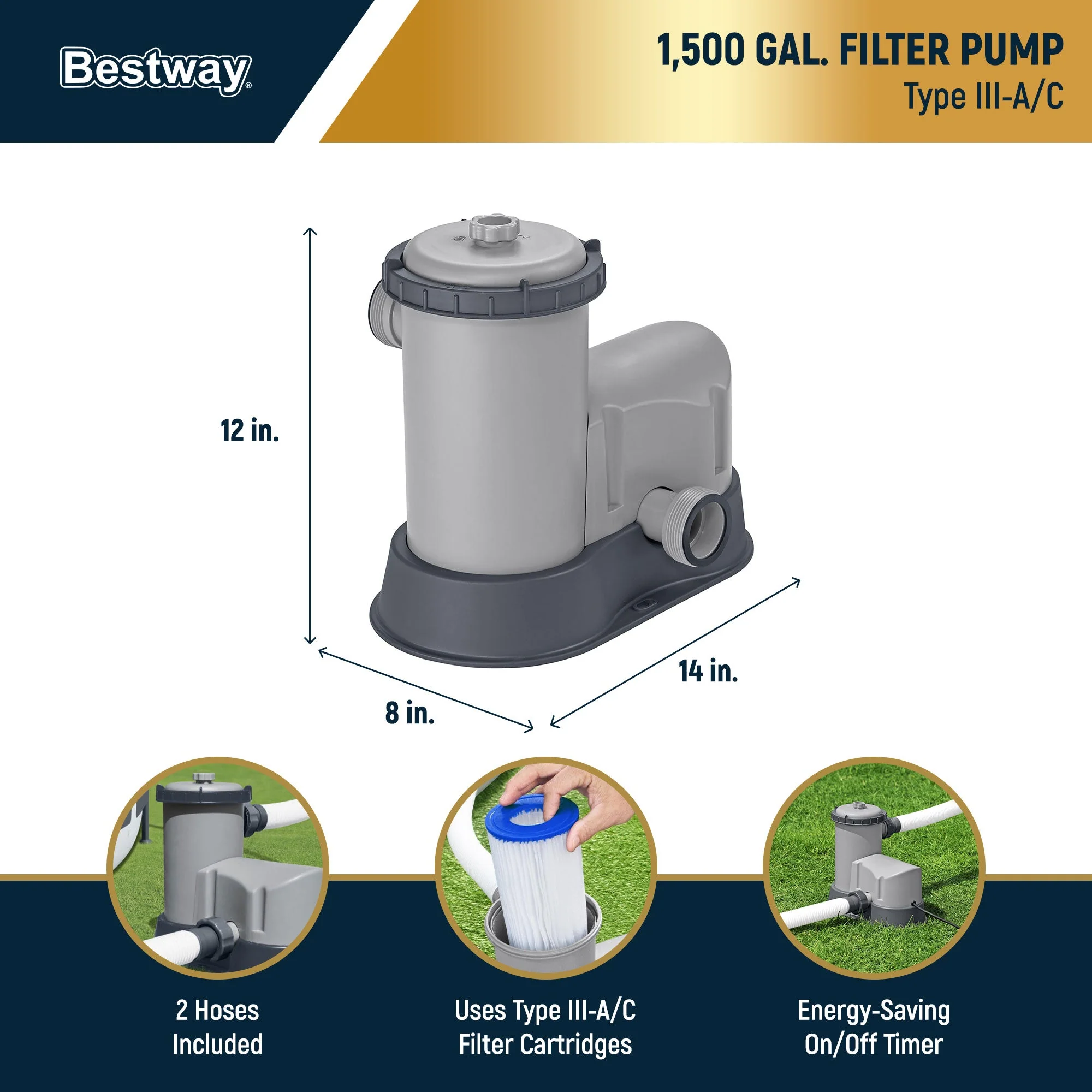 Bestway Steel Pro MAX 16'x48" Round Above Ground Swimming Pool with Pump & Cover - Image 5