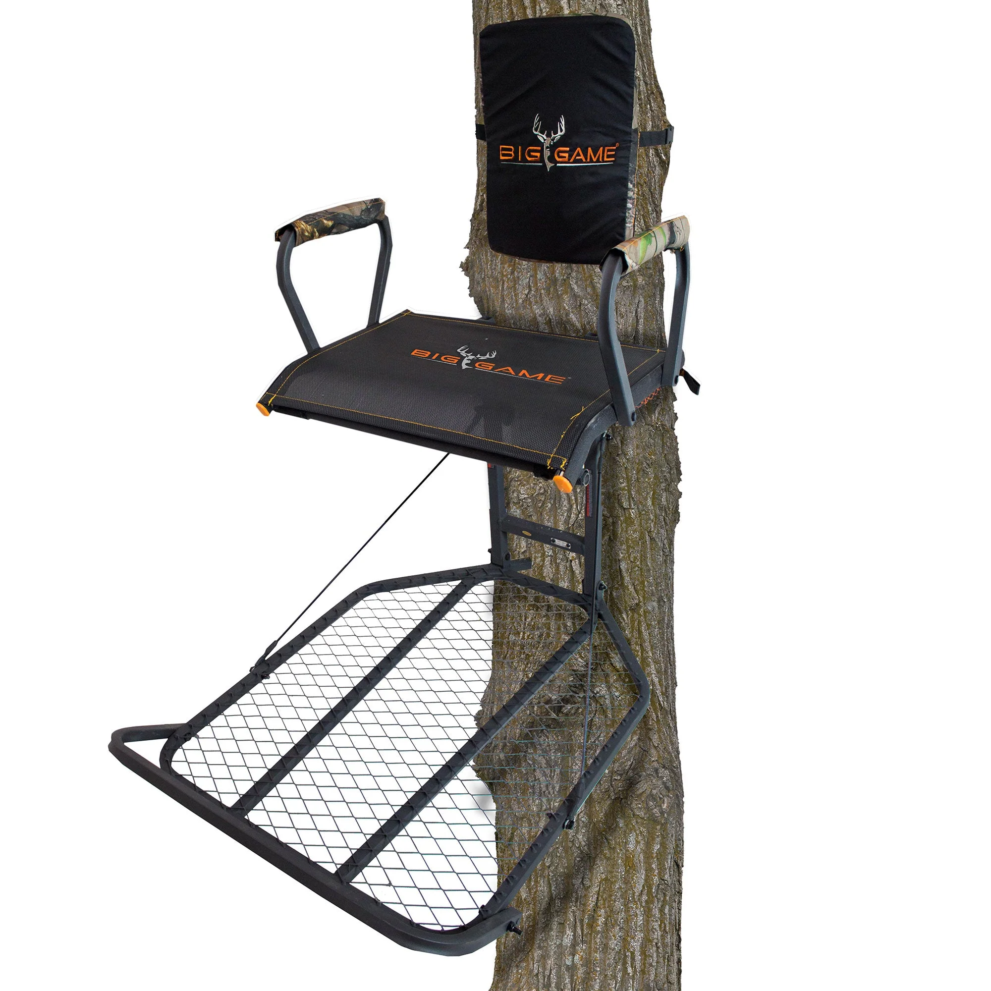 Big Game Captain XC Steel Hang-On Treestand with 20 x 30 Flip-Back Seat, Black - Image 7
