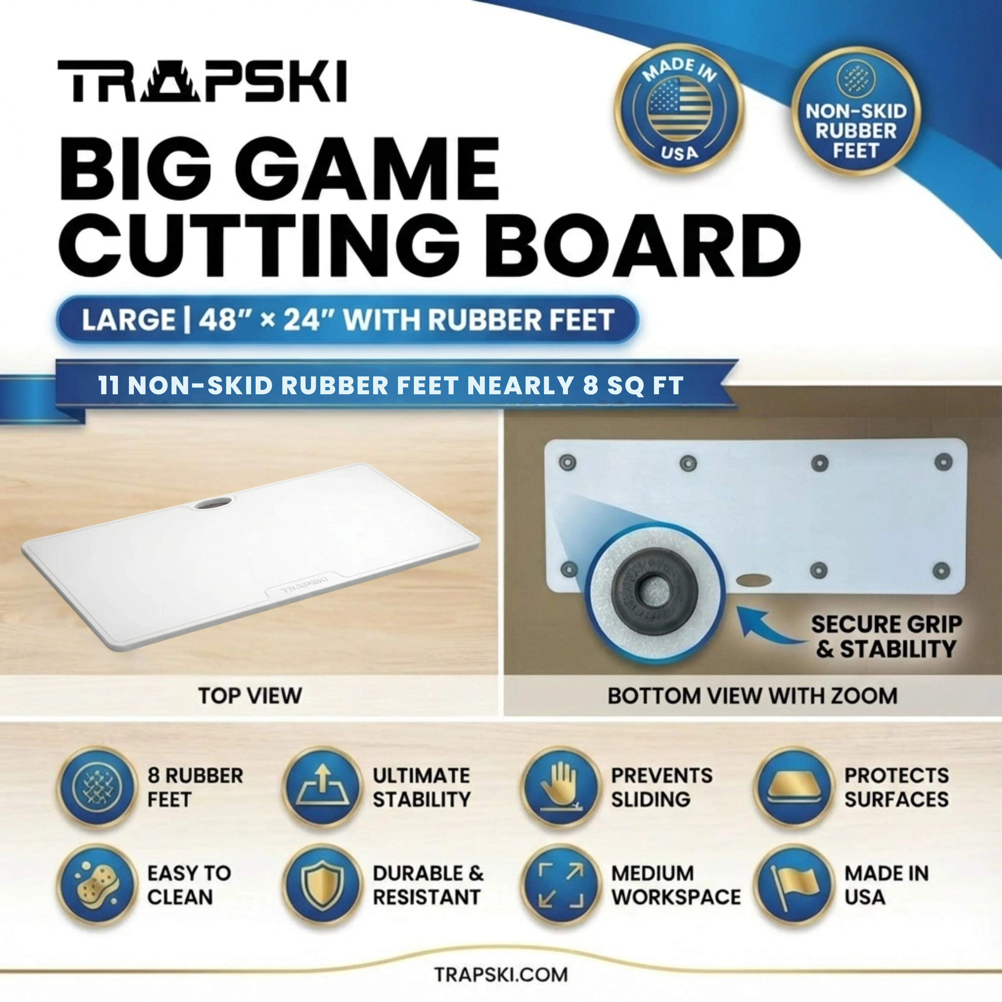 Big Game Cutting Boards HDPE Cutting Boards | 48 x 18 or 24 Inch | Juice Grooves - Image 5