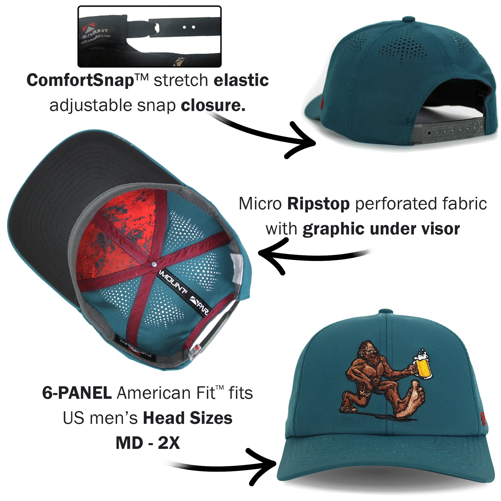 Bigfoot Beer Run Hat 6-Panel Performance Cap - Image 4