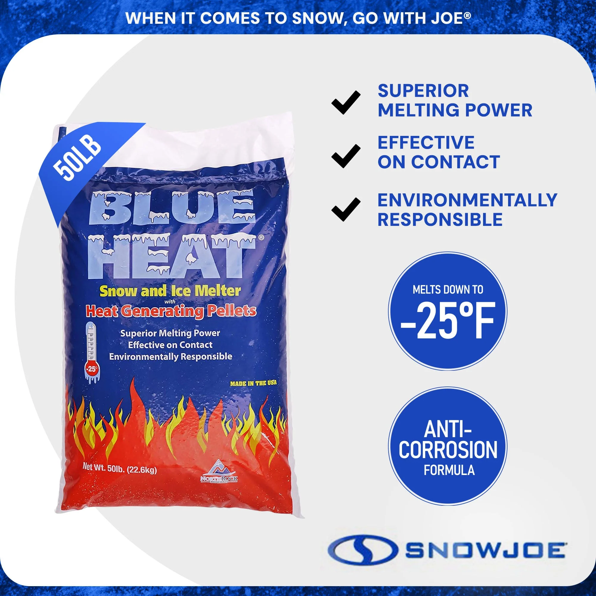 Blue Heat Ice Melt Pellets Deicer and Snow Removal for Driveway, 50 lb, AZ-BH-50 - Image 3