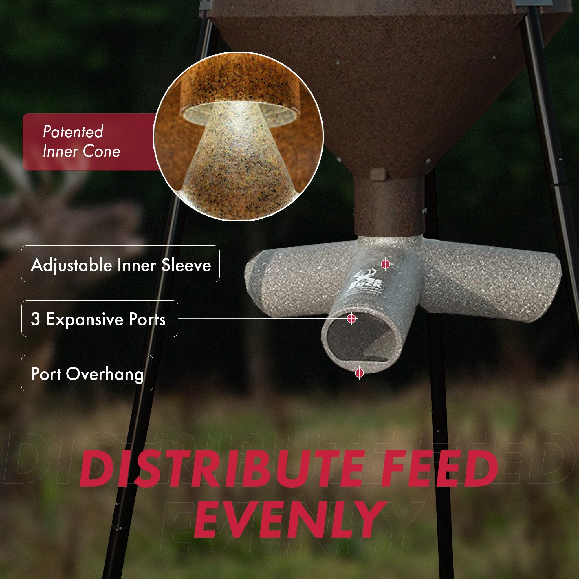 Boss Buck BB-1.10 Hunting Game Feeder with 3 10-Inch Feed Ports, Gray (2 Pack) - Image 2