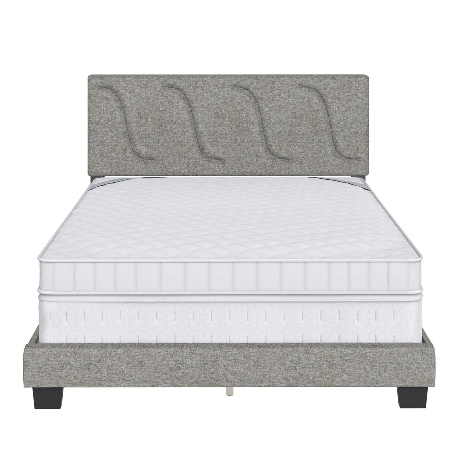 Boyd Sleep Aberdeen Linen Upholstered King Platform Bed Frame & Headboard, Grey - Image 7