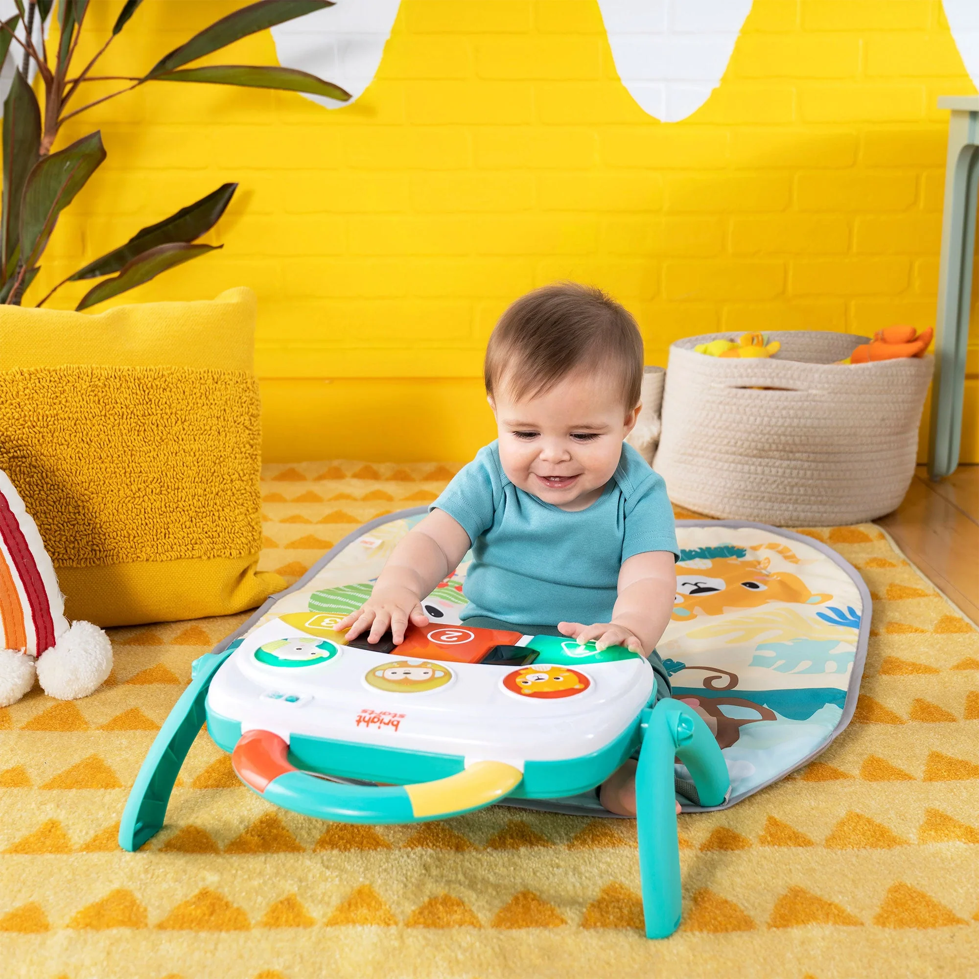 Bright Starts 4 in 1 Groovin Kicks Piano and Drum Baby Play Gym, Tropical Safari - Image 4