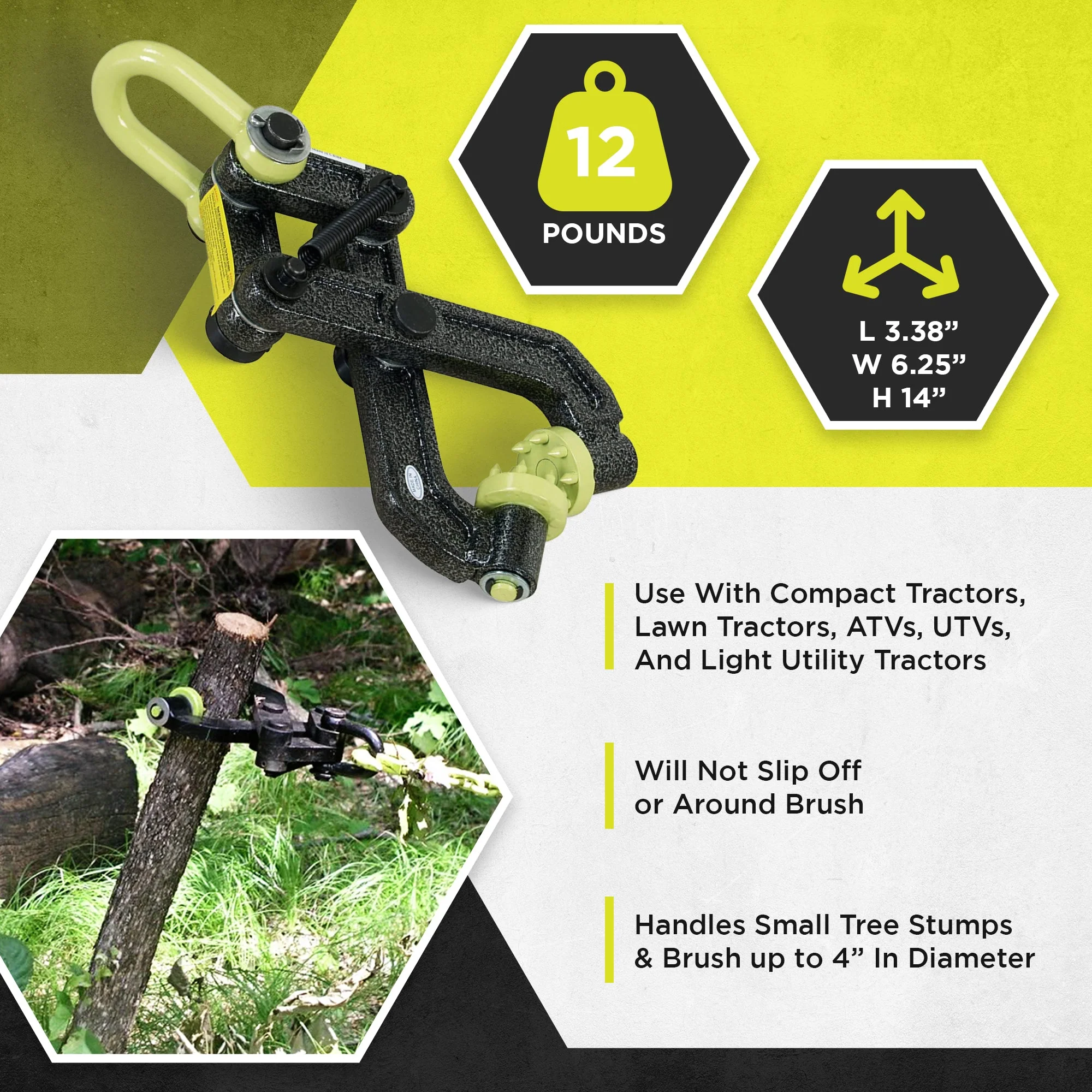 Brush Grubber BG-08 Steel HD Brush & Small Tree Stump Root Puller Remover Tool - Image 2