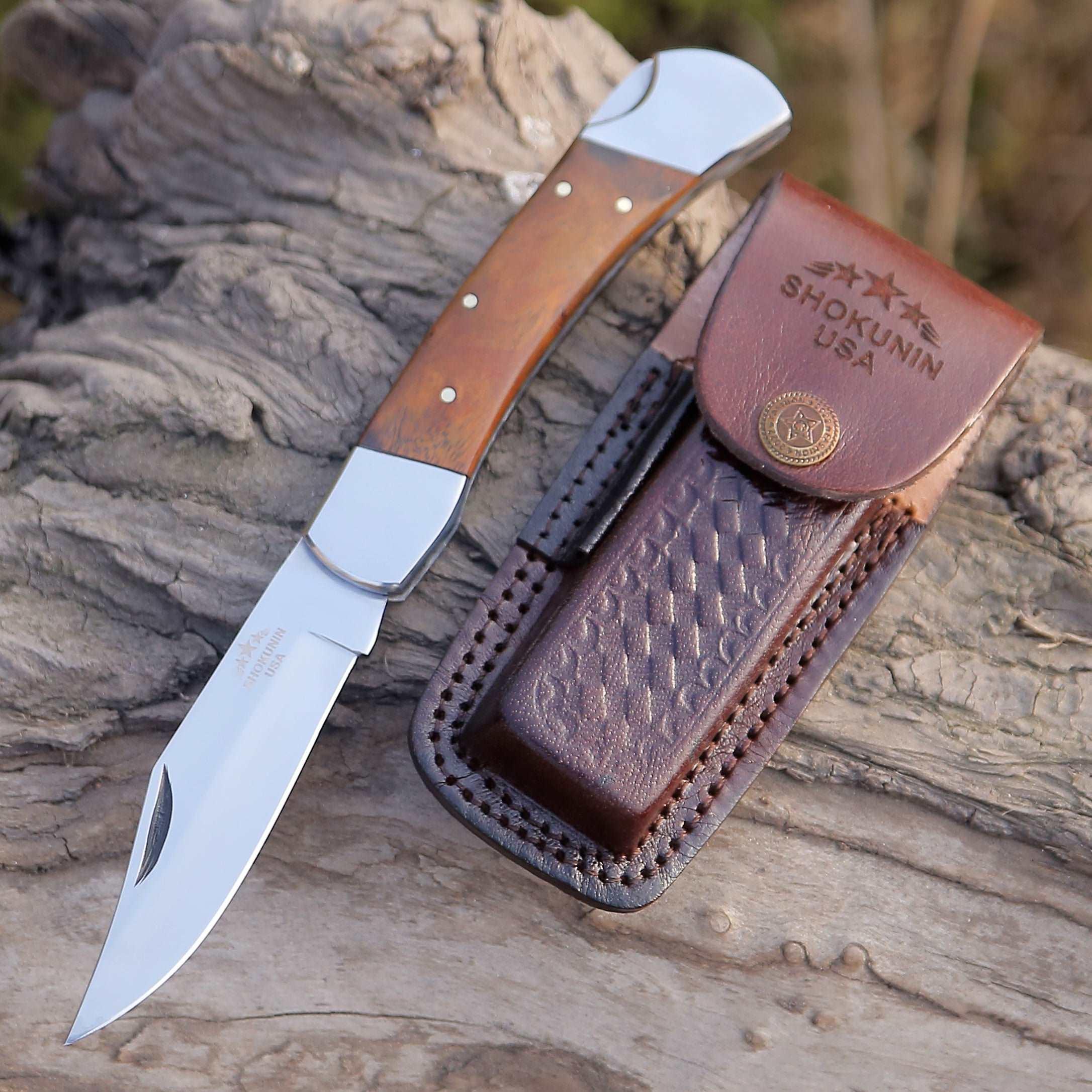 Raze Pocket Knife Engraved with Exotic Rose Wood Handle - Image 7