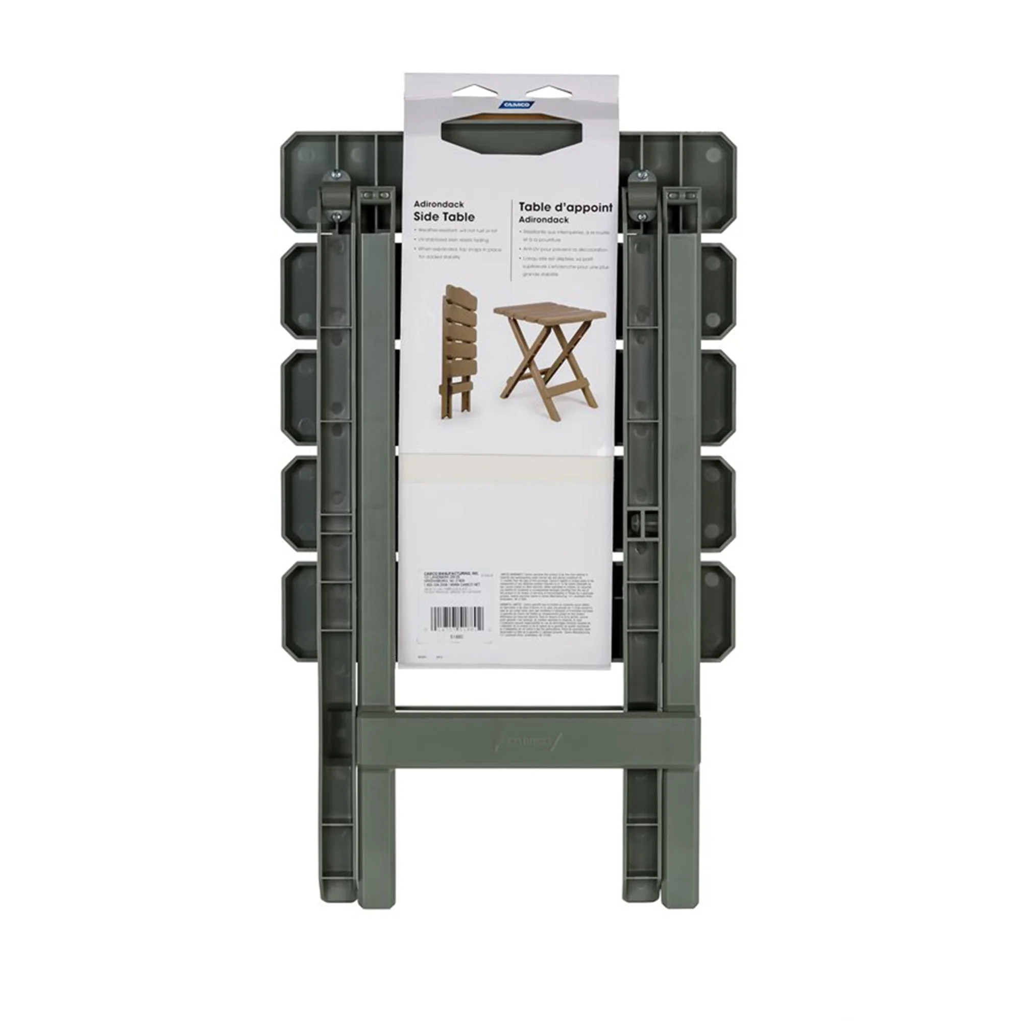 Camco Adirondack Outdoor Camping Small Plastic Folding Side Table, Sage (2 Pack) - Image 10