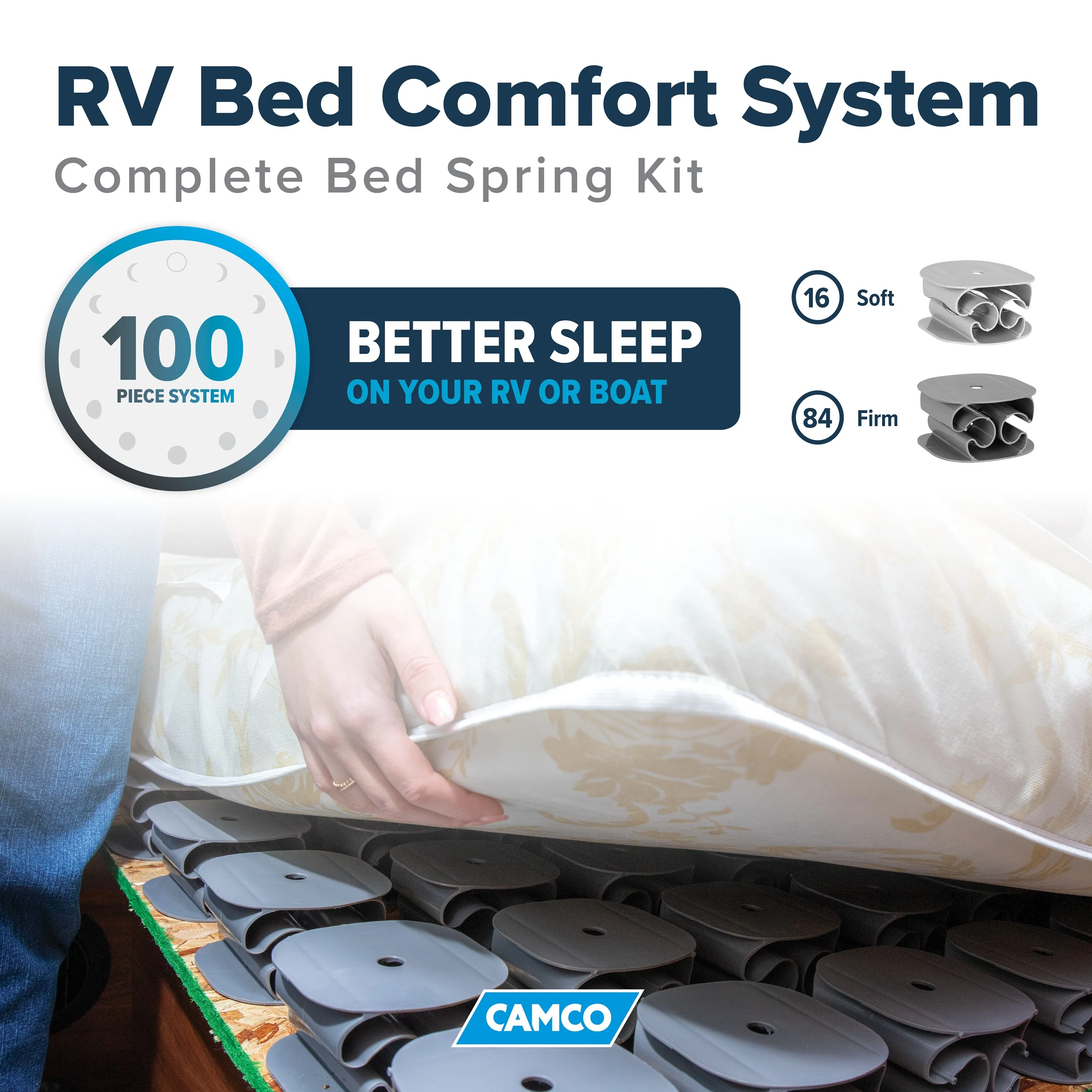 Camco RV Marine 100 Piece Screw Mounted Bed Spring Kit Covering 25 Square Feet - Image 5