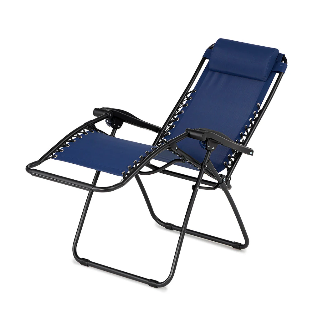 Caravan Canopy Infinity Zero Gravity Steel Frame Patio Deck Chair, Blue (2 Pack) - Image 6