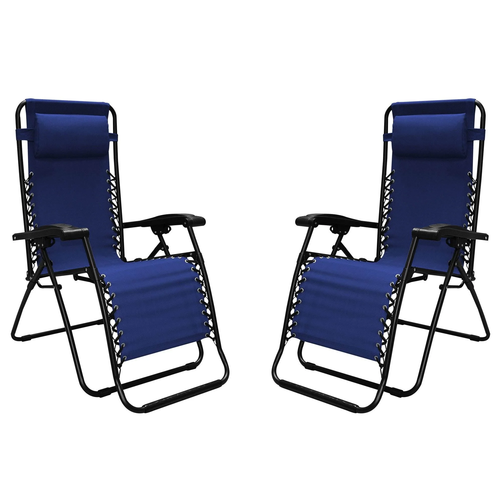 Caravan Canopy Infinity Zero Gravity Steel Frame Patio Deck Chair, Blue (4 Pack)
