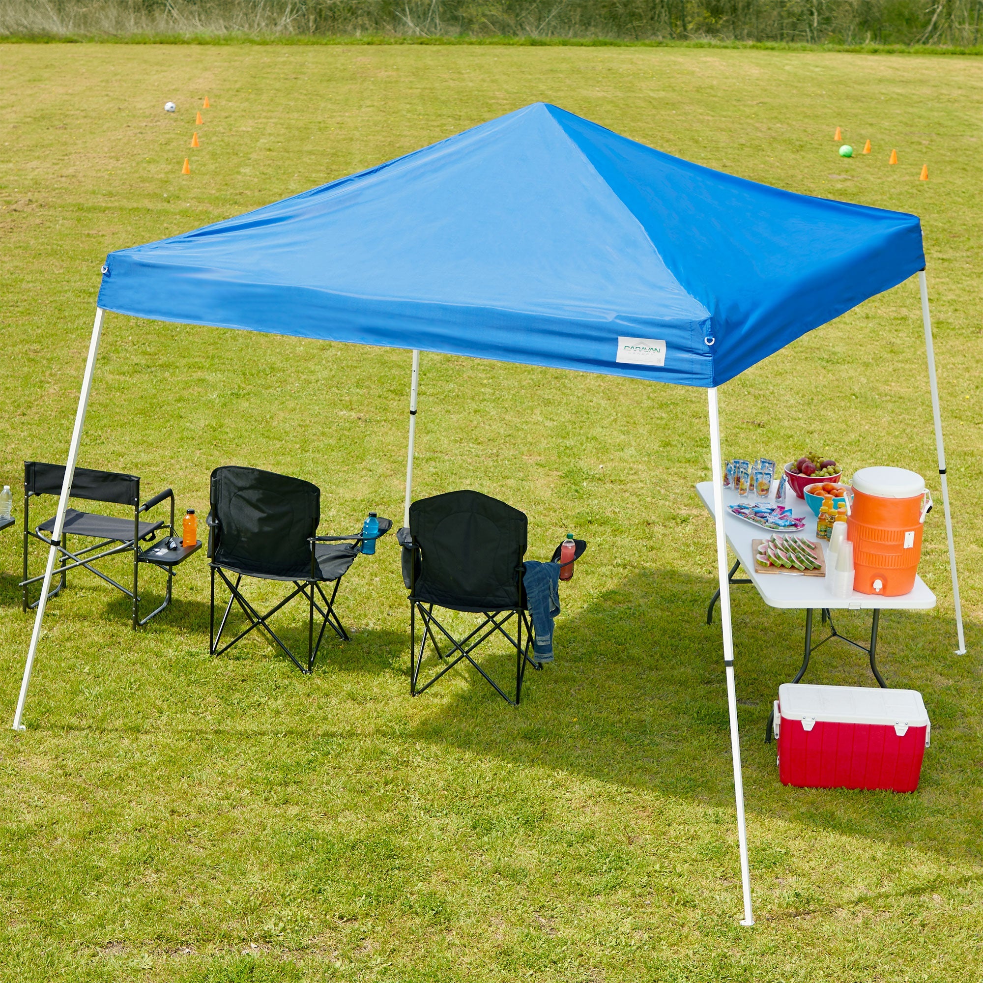 Caravan Canopy Pop-Up Tent V Series 2 12 x 12 ft Slanted Leg Instant Shade, Blue - Image 6