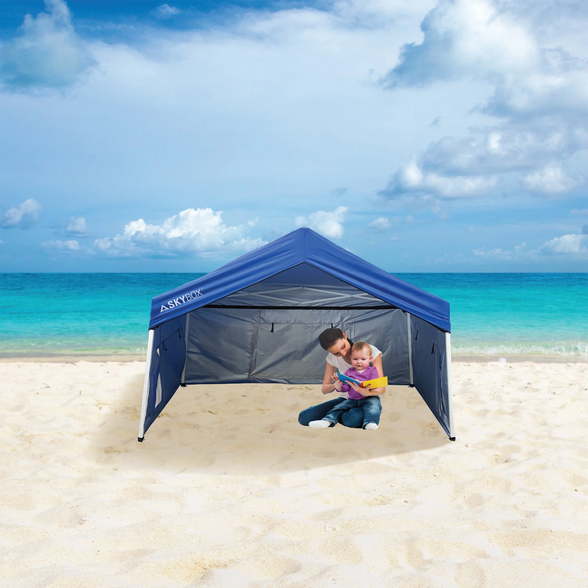 Caravan Canopy Skybox 3.2' x 6.5' Instant Multipurpose Steel Sport Shelter, Blue - Image 6