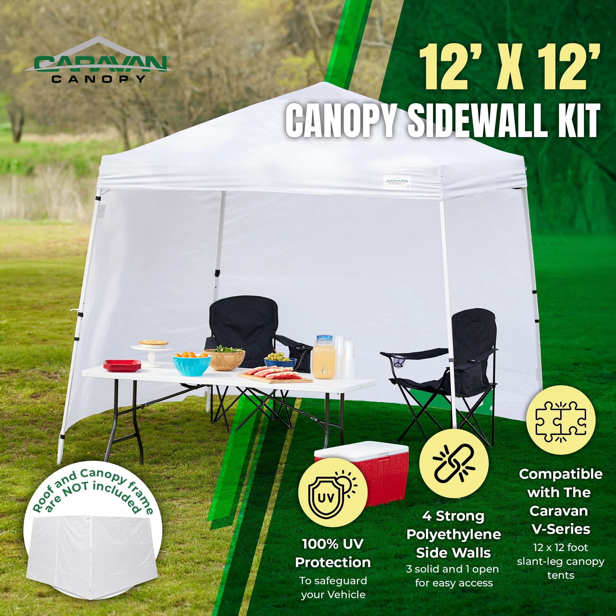 Caravan Canopy V-Series 12 x 12 Foot Tent Sidewalls Only, White (Sidewalls Only) - Image 2