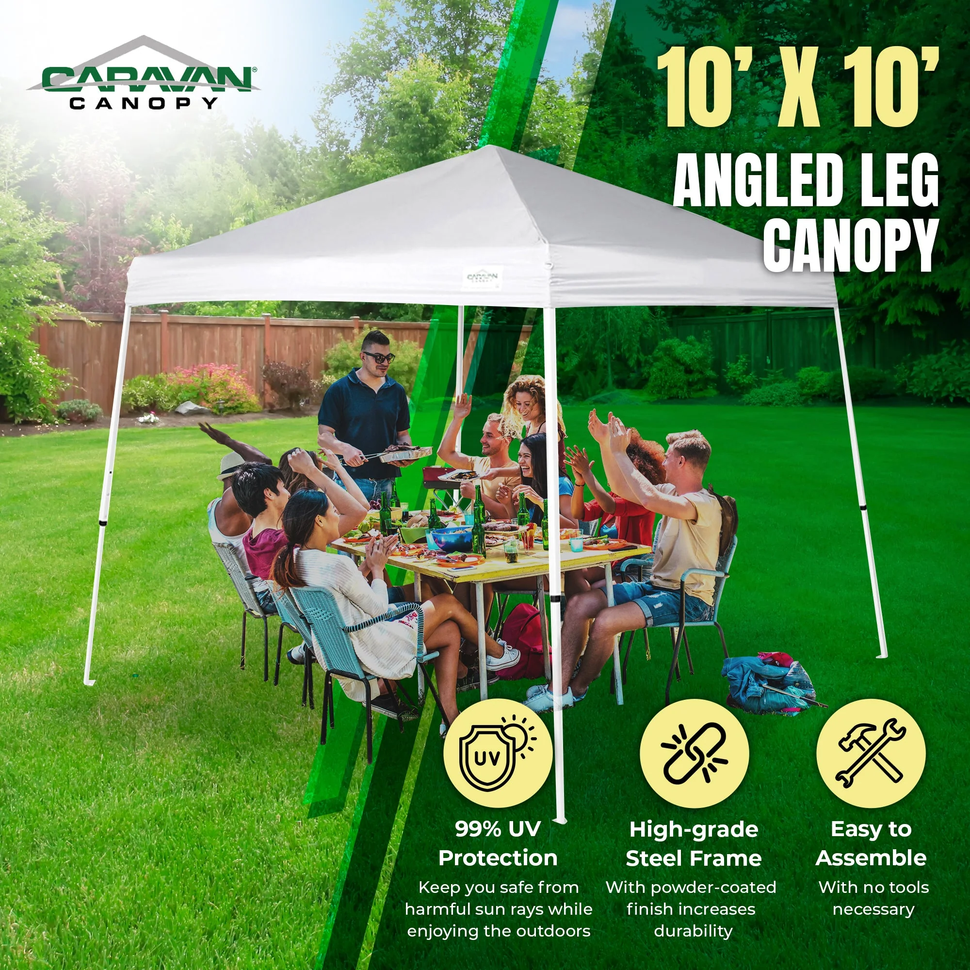Caravan Canopy V Series 2 10' x 10' Entry Level Angled Leg Instant Canopy, White - Image 2