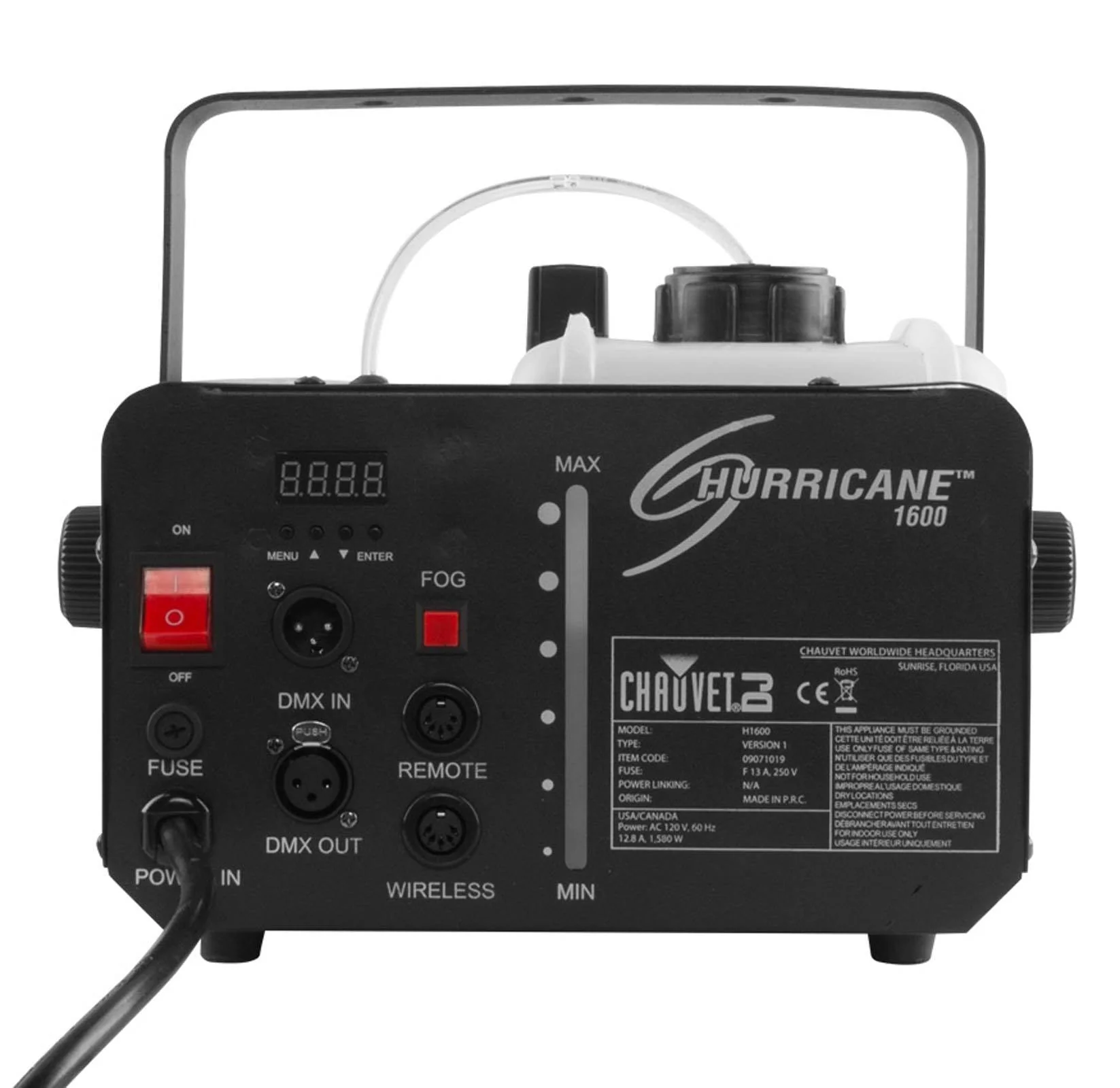CHAUVET DJ Hurricane 1600 2.4L Pro Fog/Smoke Machine w/FC-T Wired Remote | H1600 - Image 3