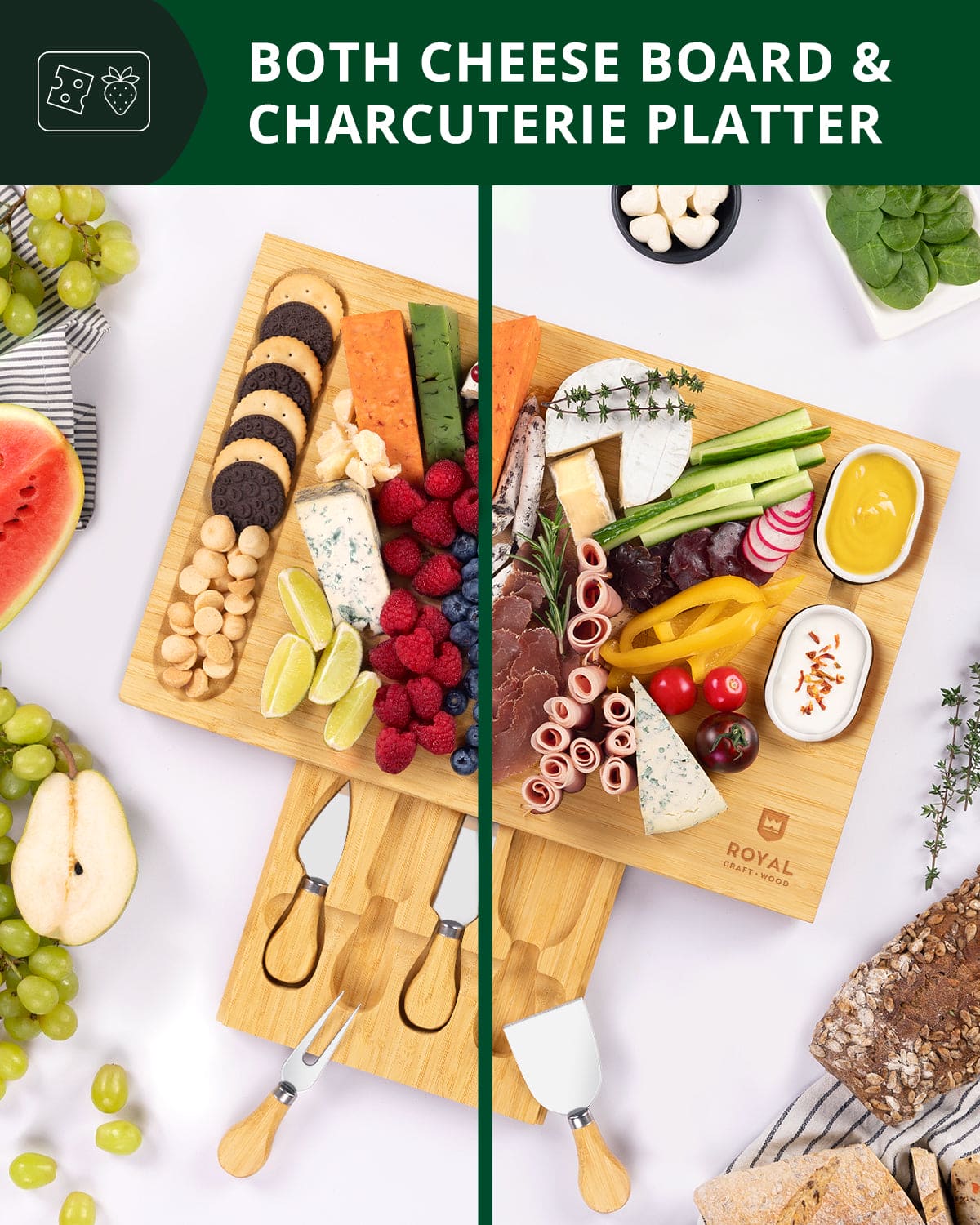 Cheese Board Set with Knives, 16.5“ x 11” - Image 6