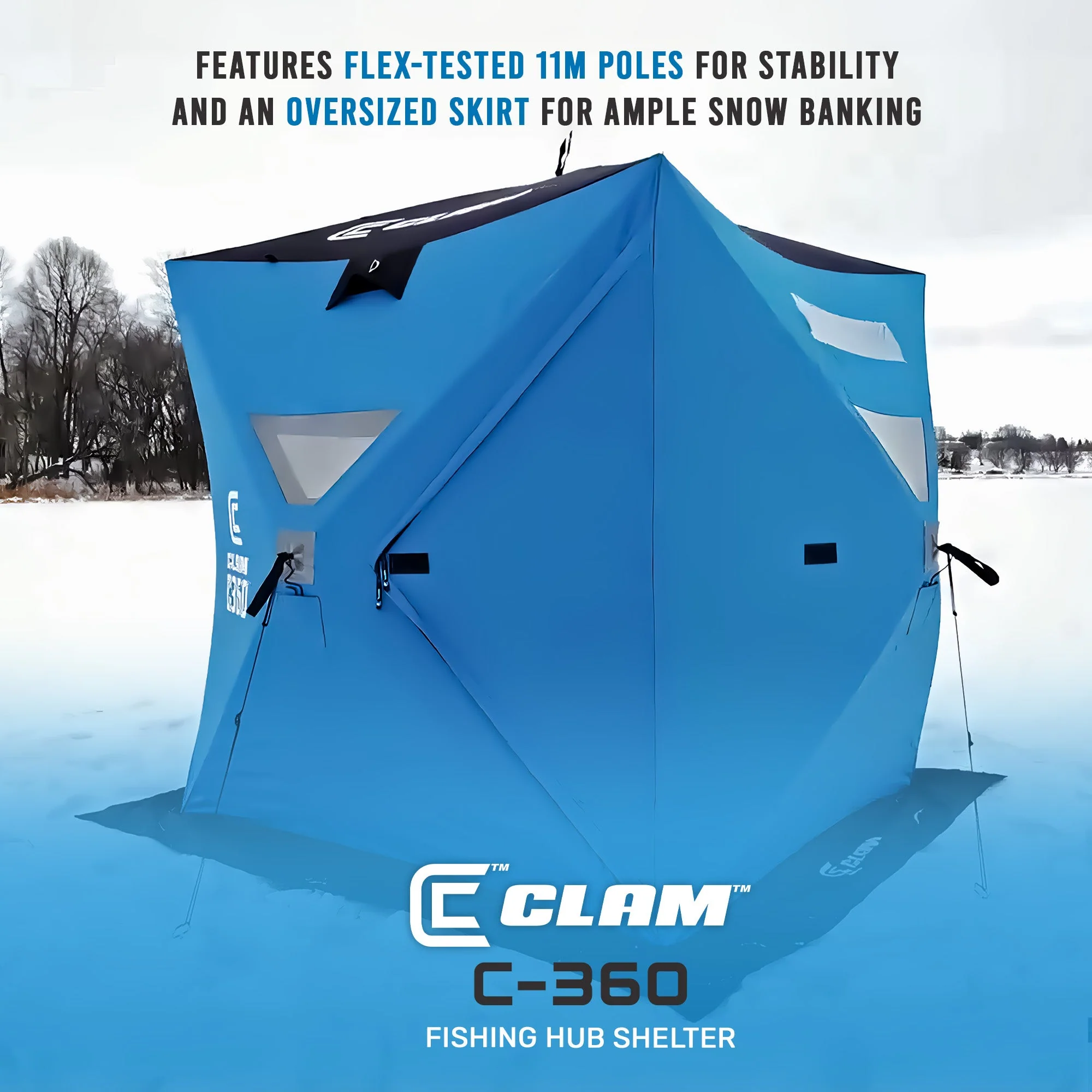 CLAM 14474 C-360 Portable 6 Foot Pop Up Ice Fishing Angler Hub Shelter Tent - Image 2