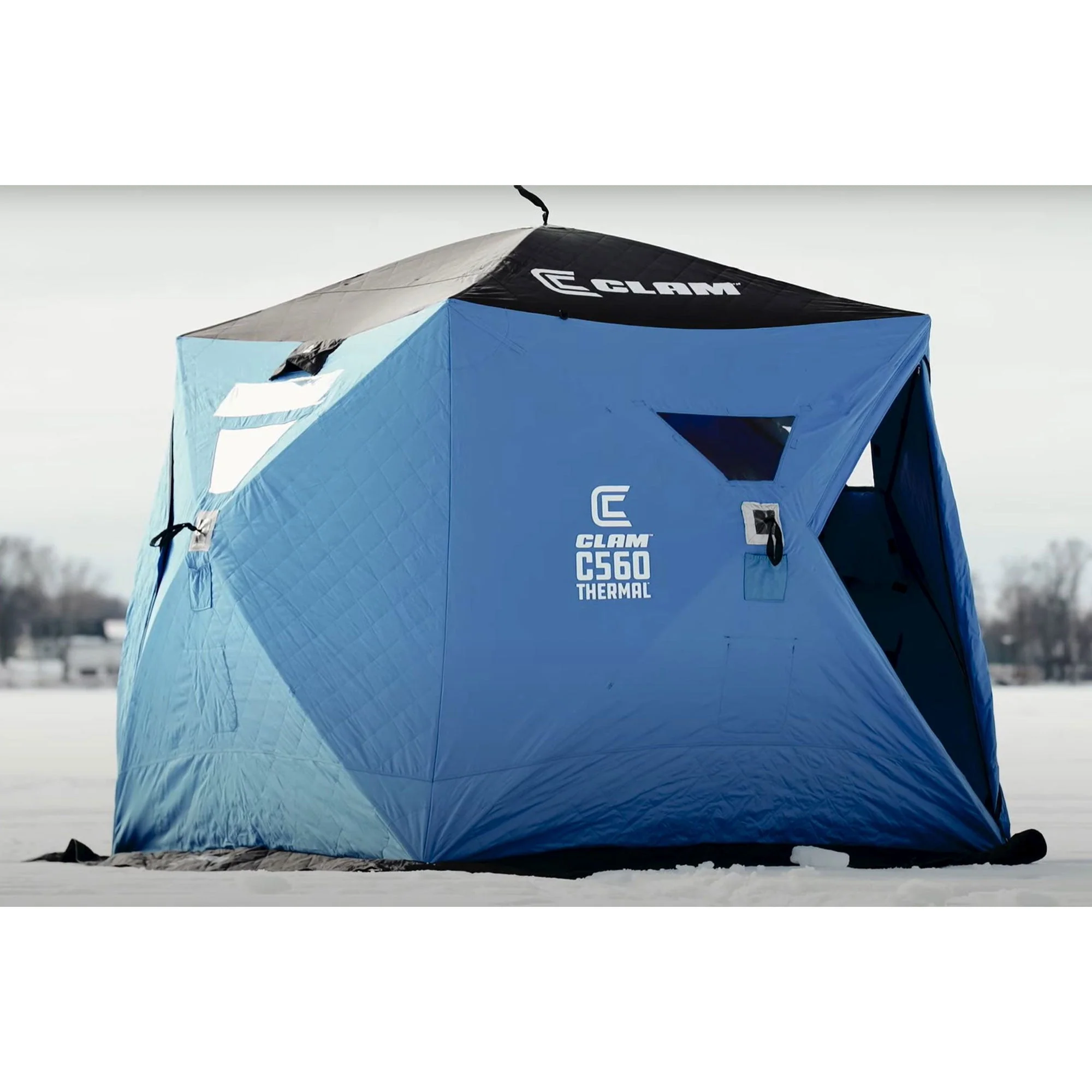 CLAM C-560 Portable 7.5 Ft 4 Person Pop Up Ice Fishing Thermal Hub Shelter Tent - Image 7