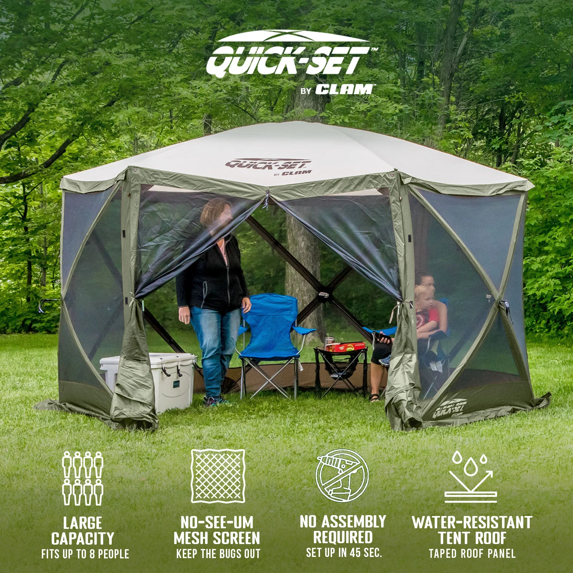 CLAM Quick Set Escape 11.5 x 11.5 Ft Canopy + Clam Quick Set Screen (2 Pack) - Image 4