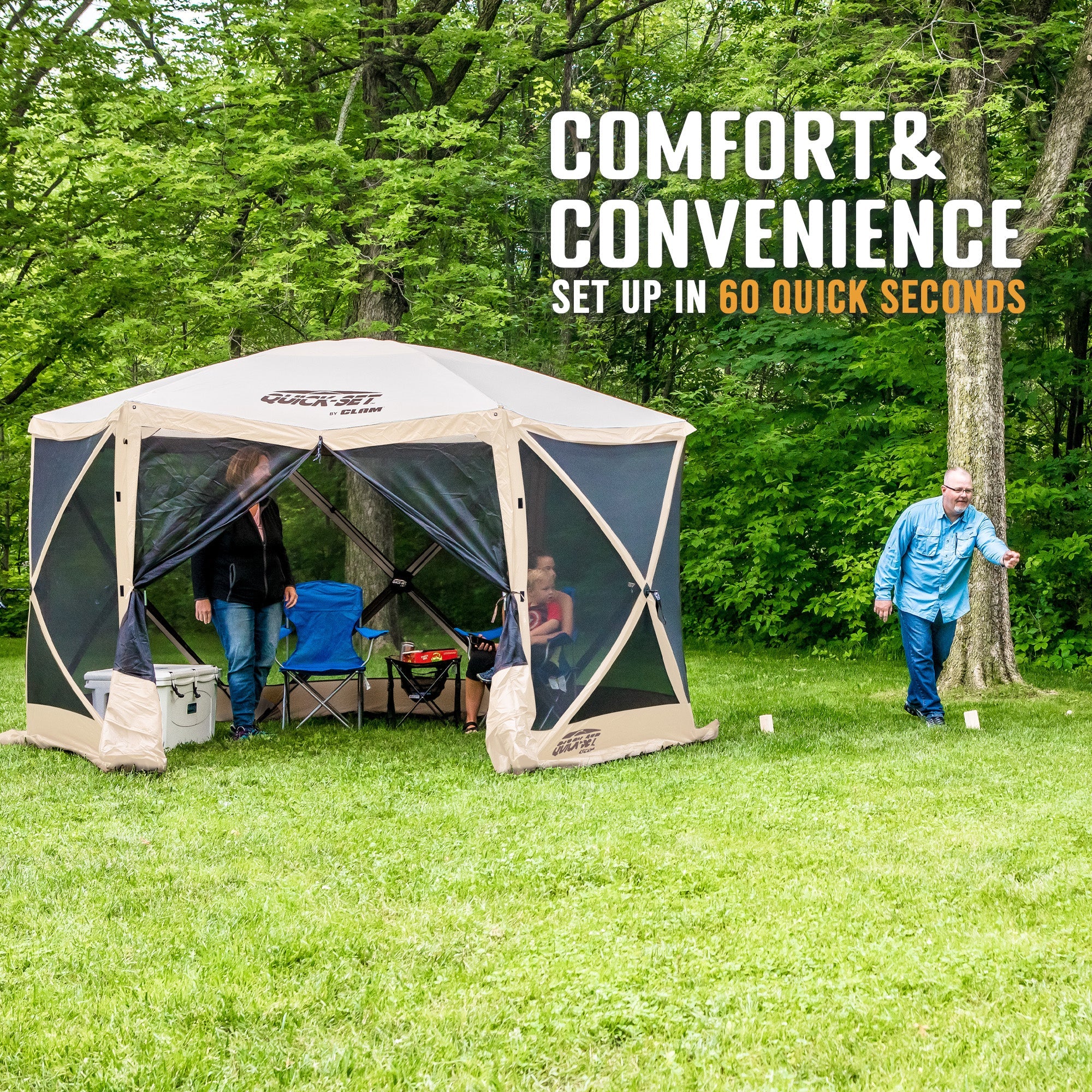 CLAM Quick Set Escape Portable Canopy Shelter and 6 Pack of Wind and Sun Panels - Image 5
