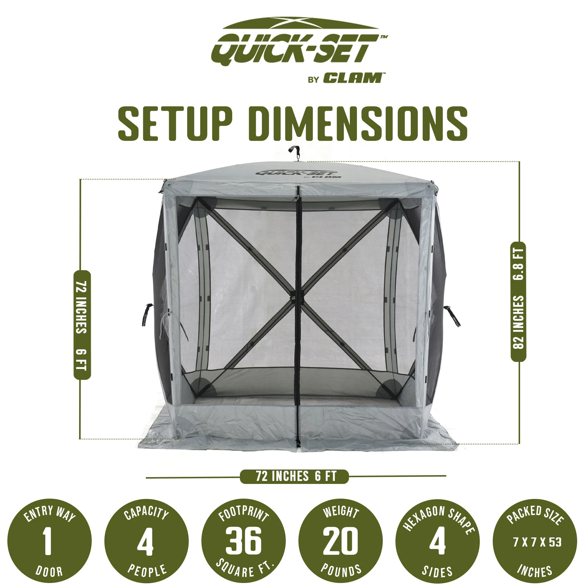 CLAM Quick Set Traveler Outdoor, Gray + CLAM Quick Set Screen, Gray (1 pack) - Image 4