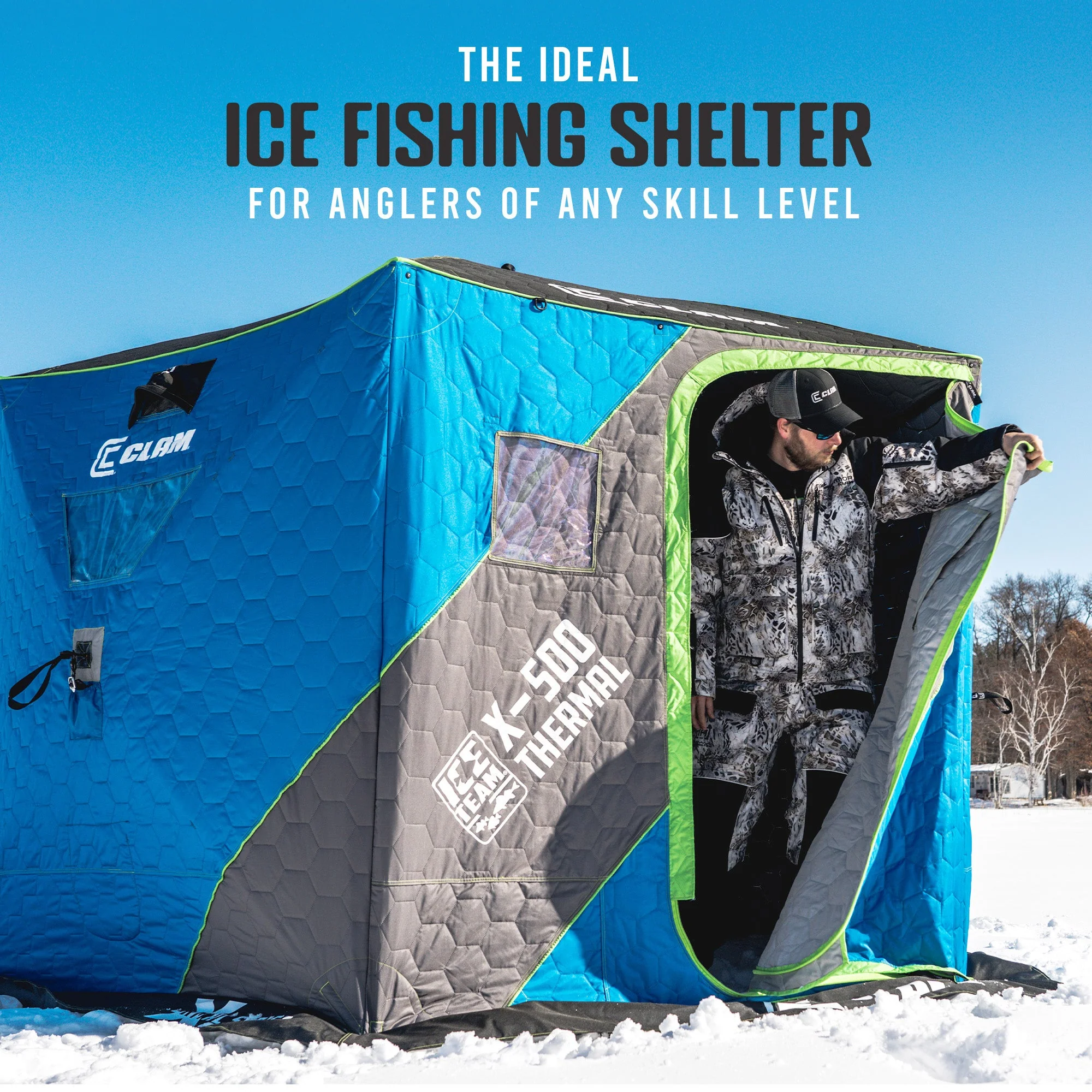 CLAM X-500 Portable 9 Ft 5 Person Ice Team Thermal Hub Shelter w/Dimmable Light - Image 4
